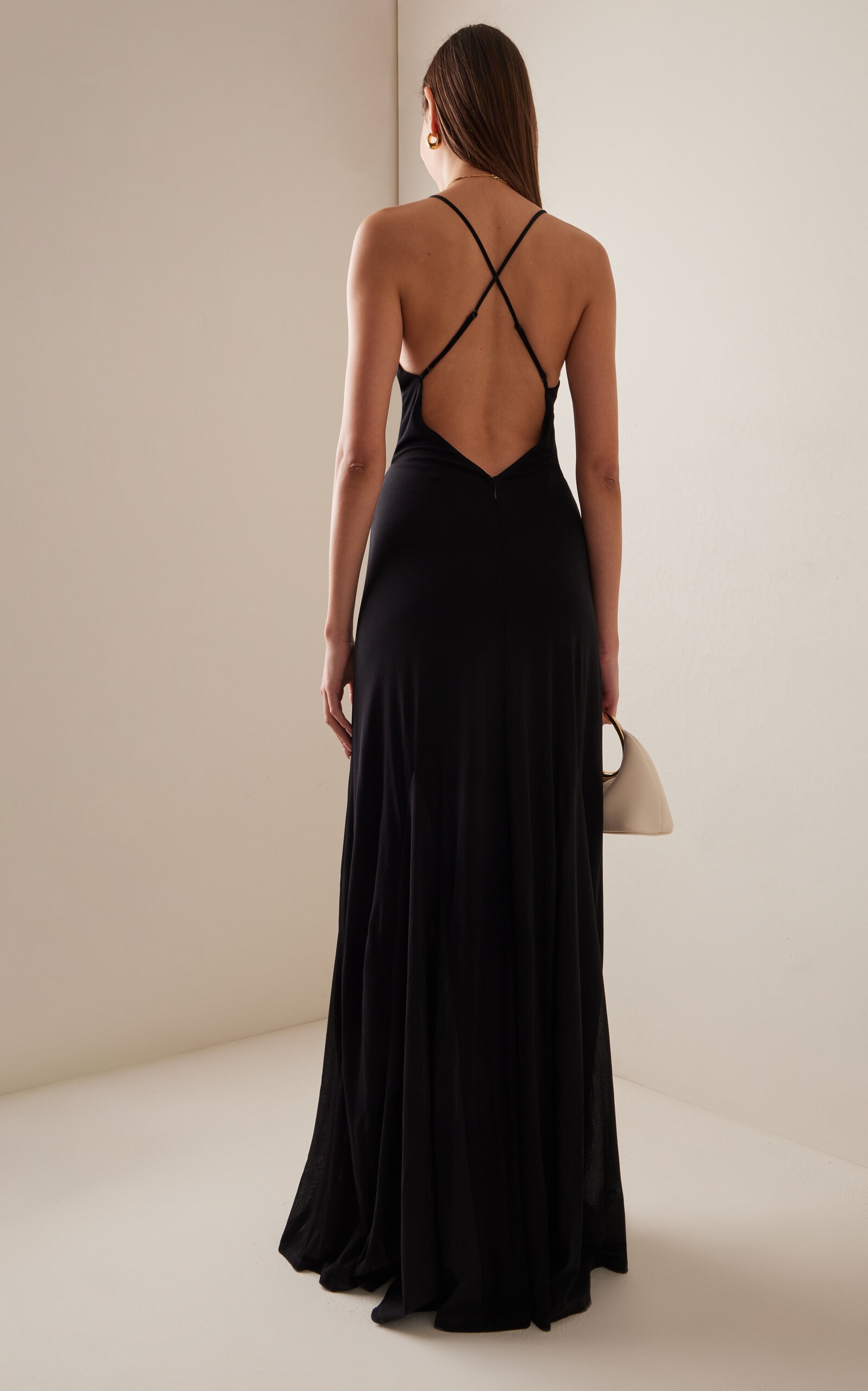 Fleur Mesh-Detailed Knit Maxi Dress black - 4