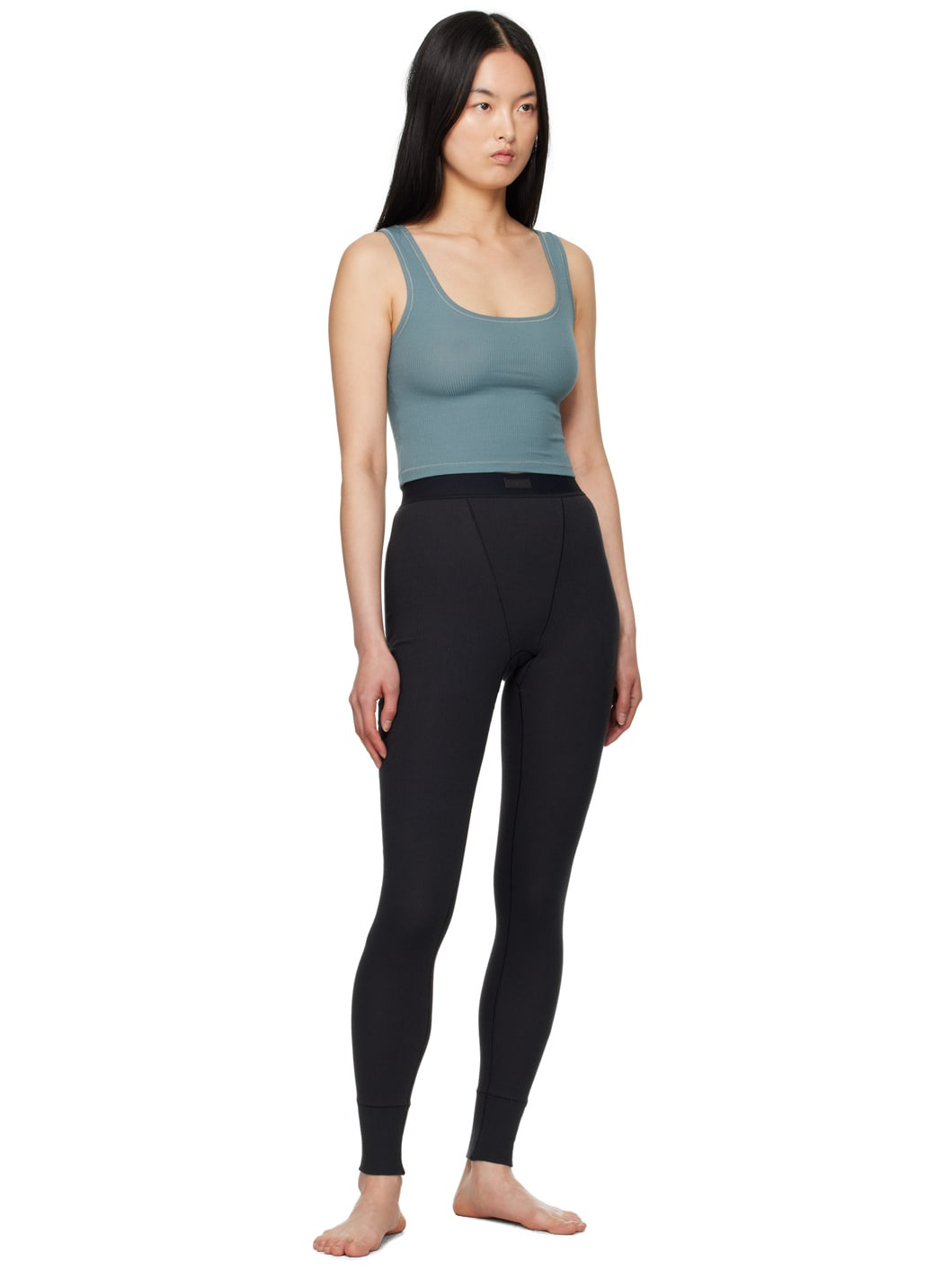 Gray Cotton Rib Tank Top - 4
