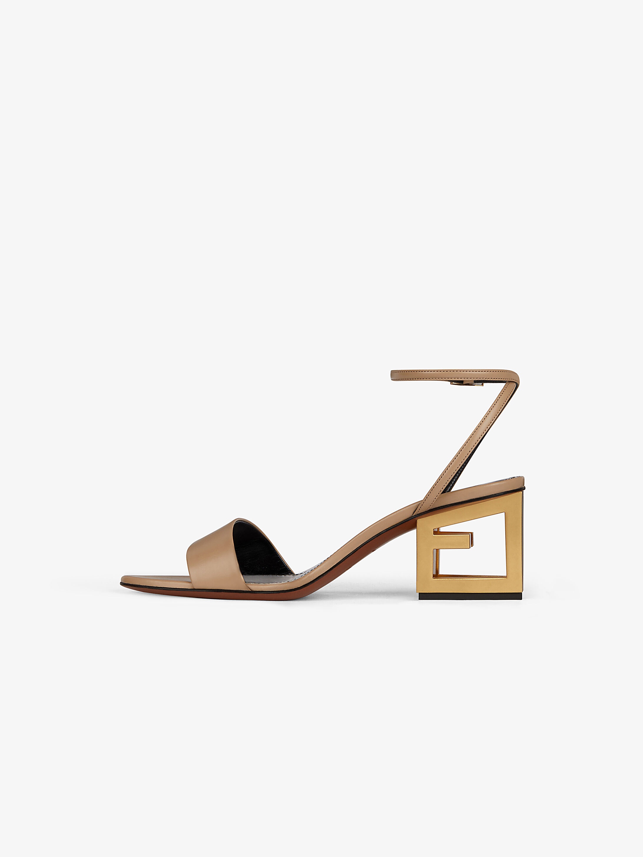 Gold G heel sandals in leather - 5