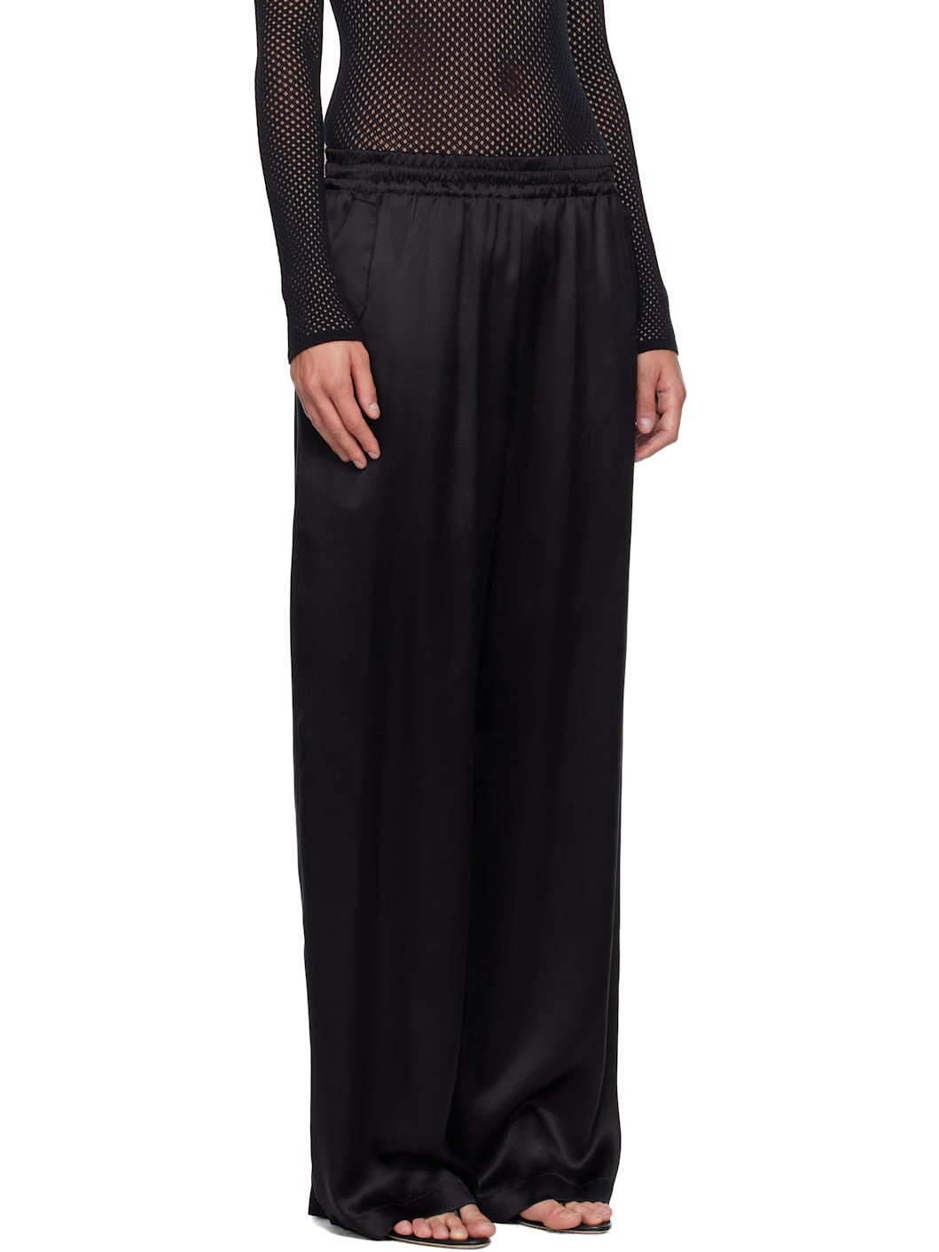 Black Satin Pajama Trousers - 2