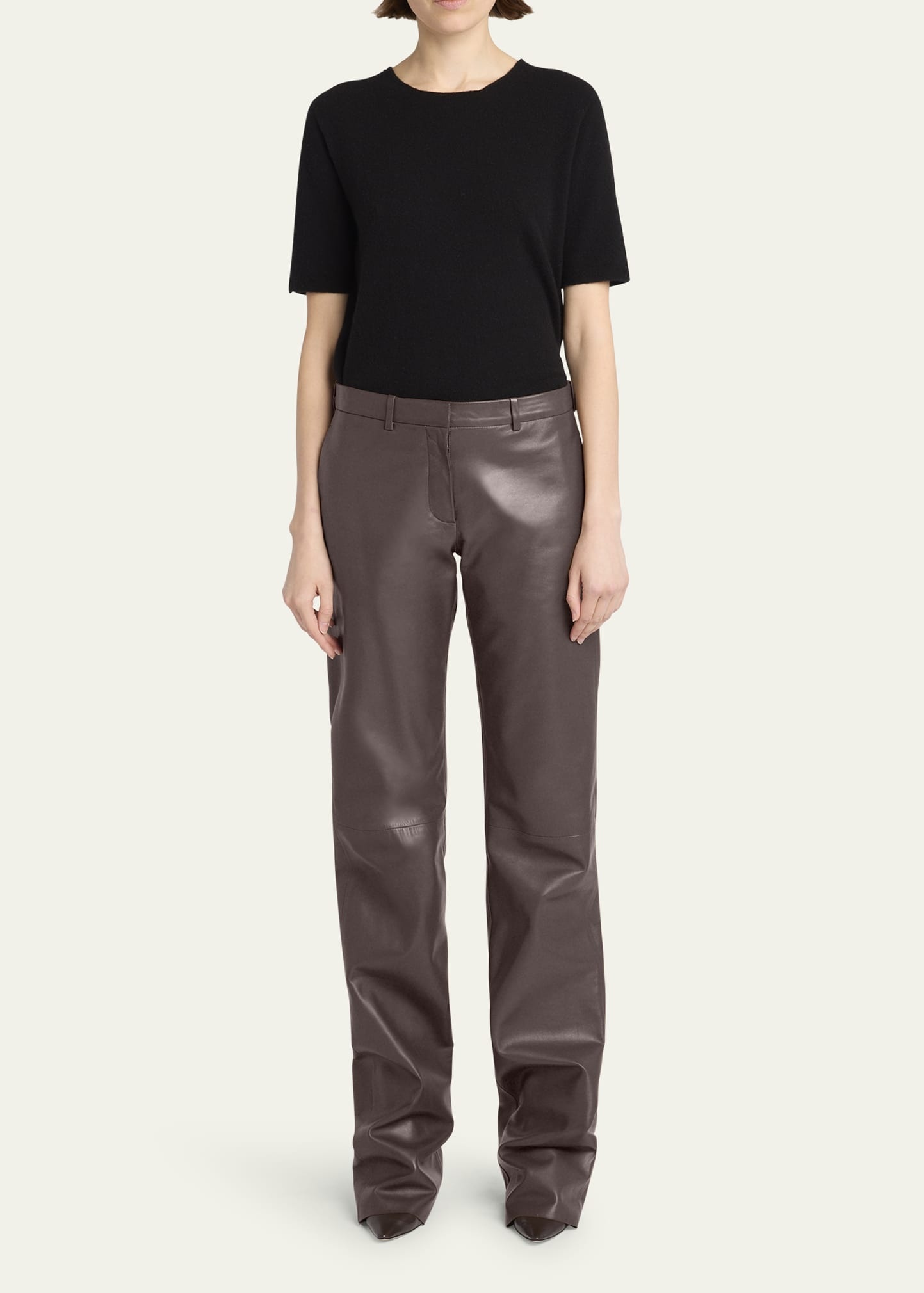 Selviese Straight Leg Leather Pants - 2