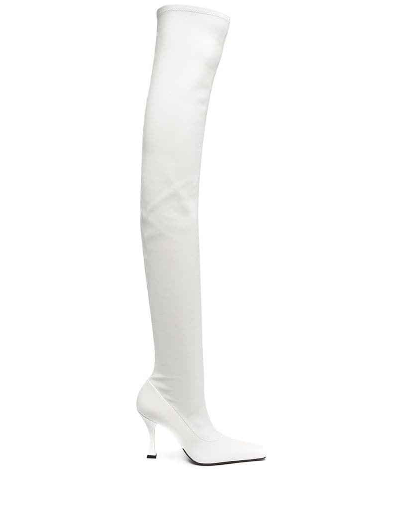 square-toe 110mm thigh-high boots - 1