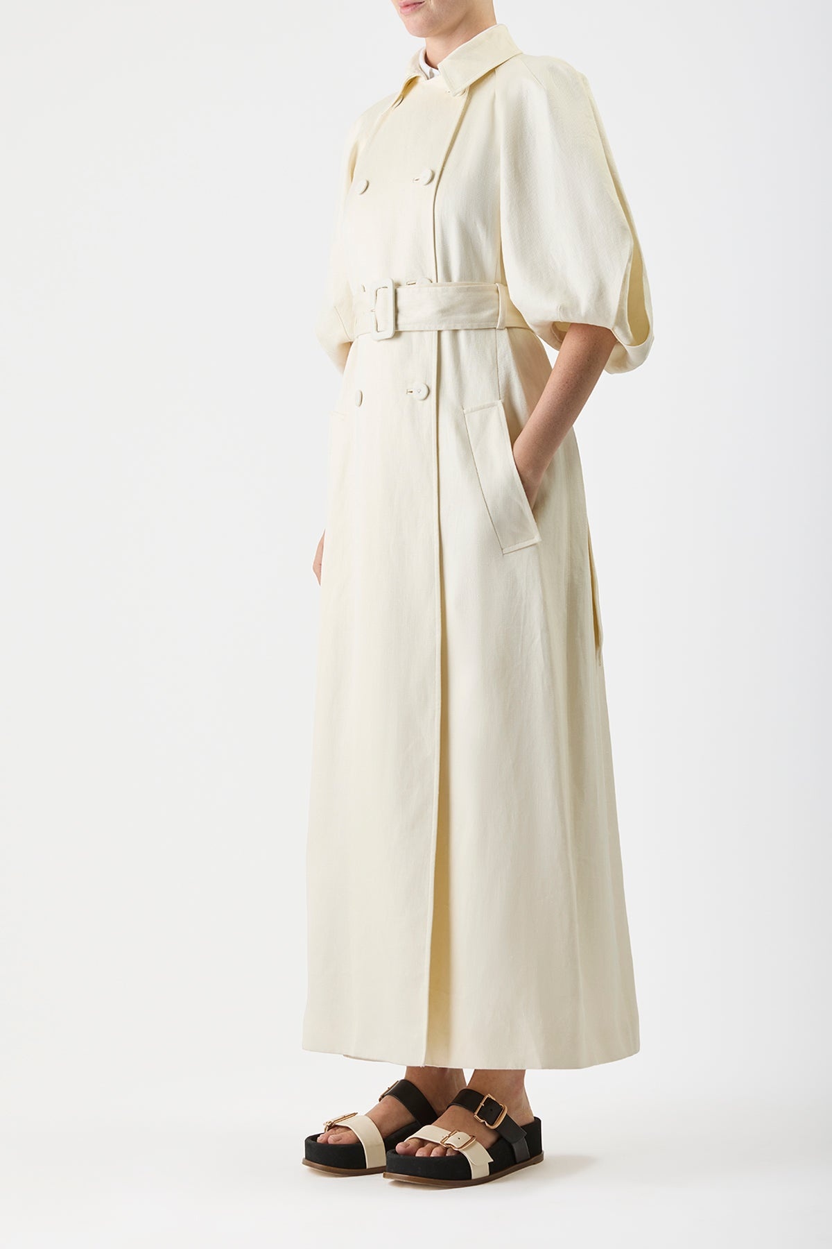 Iona Trench Coat in Linen - 4
