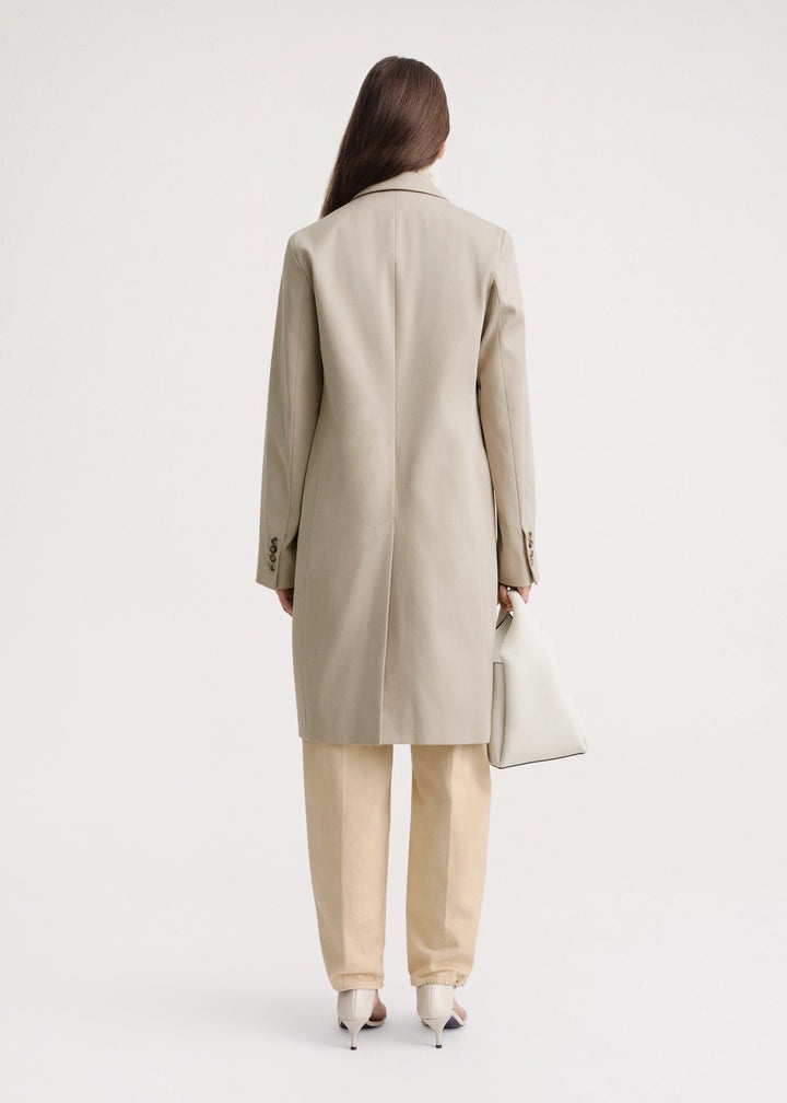 Tailored cotton-gabardine coat overcast beige - 5