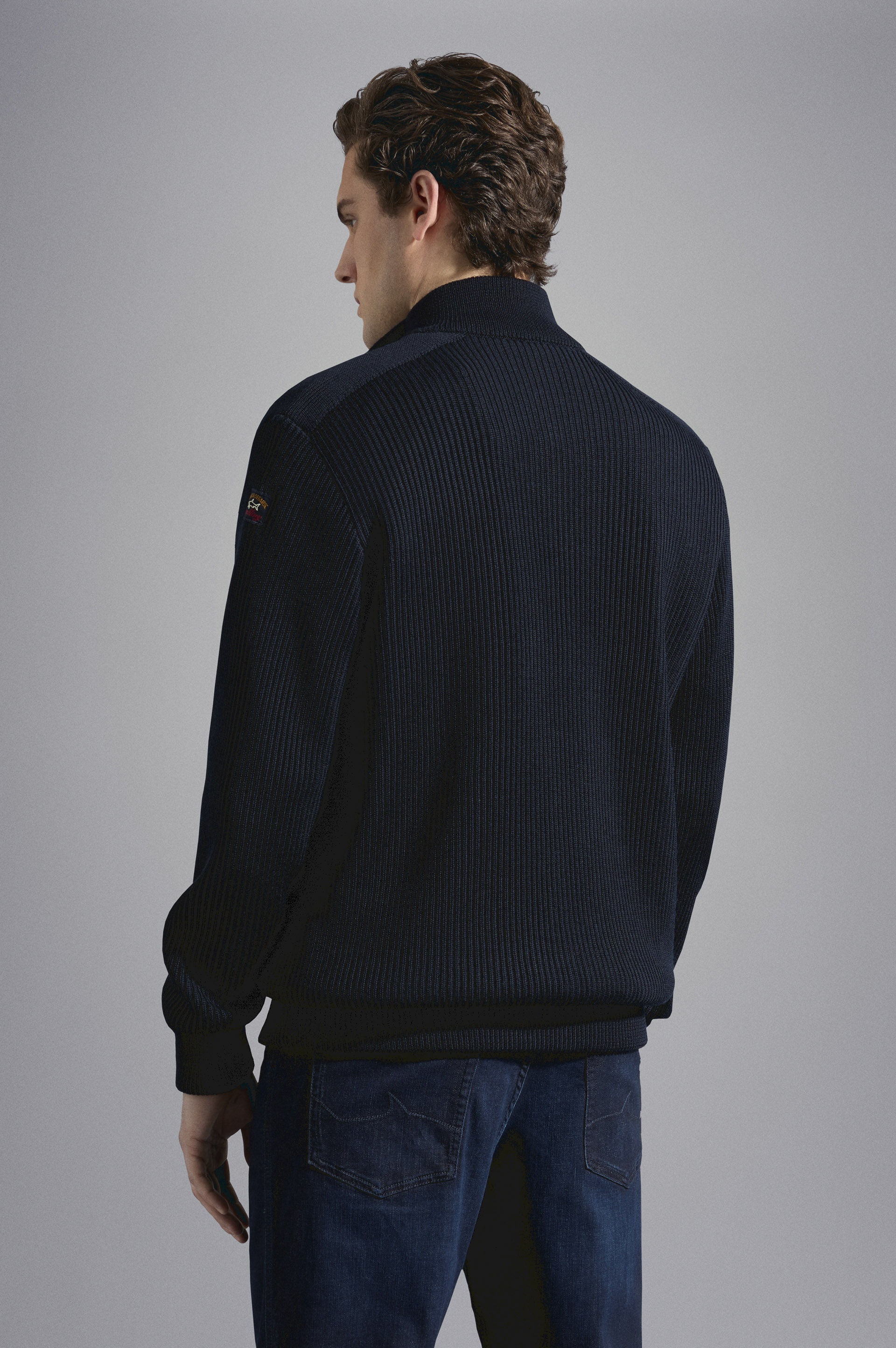 WOOL FULL ZIP SWEATER WITH ICONIC BADGE - 3