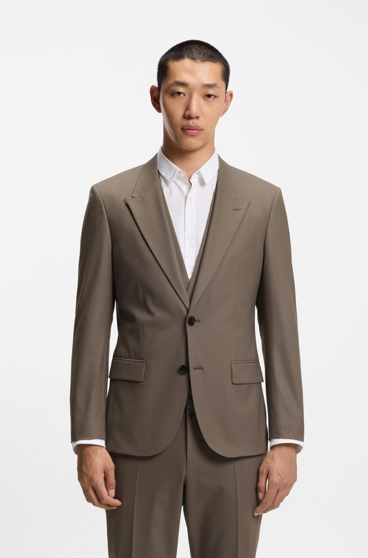 THREE-PIECE SLIM-FIT SUIT IN WOOL-BLEND POPLIN - 2