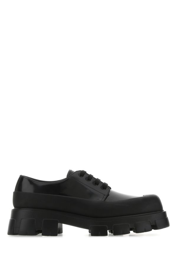 Prada Man Black Leather Lace-Up Shoes - 1