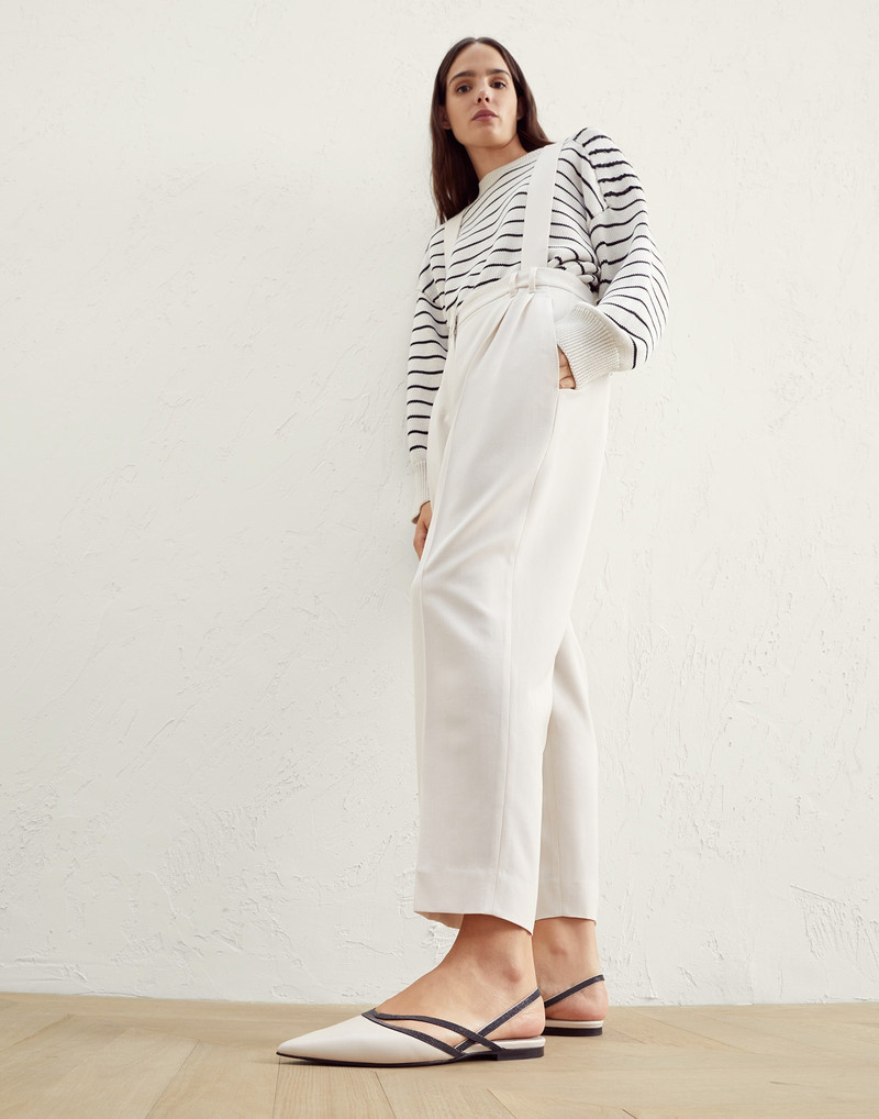 Brunello Cucinelli Nappa leather slingback flats with precious straps outlook