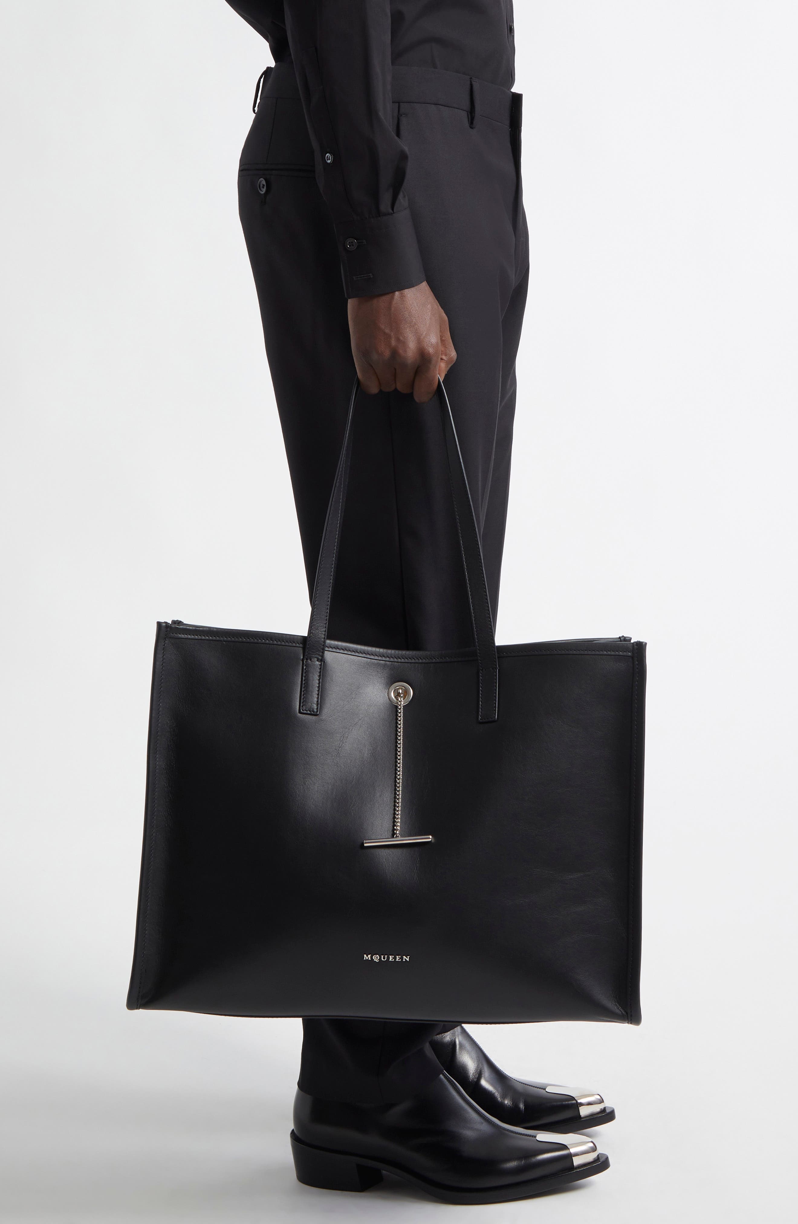 McQueen T-Bar Pendant Tote in Black/Silver at Nordstrom - 2