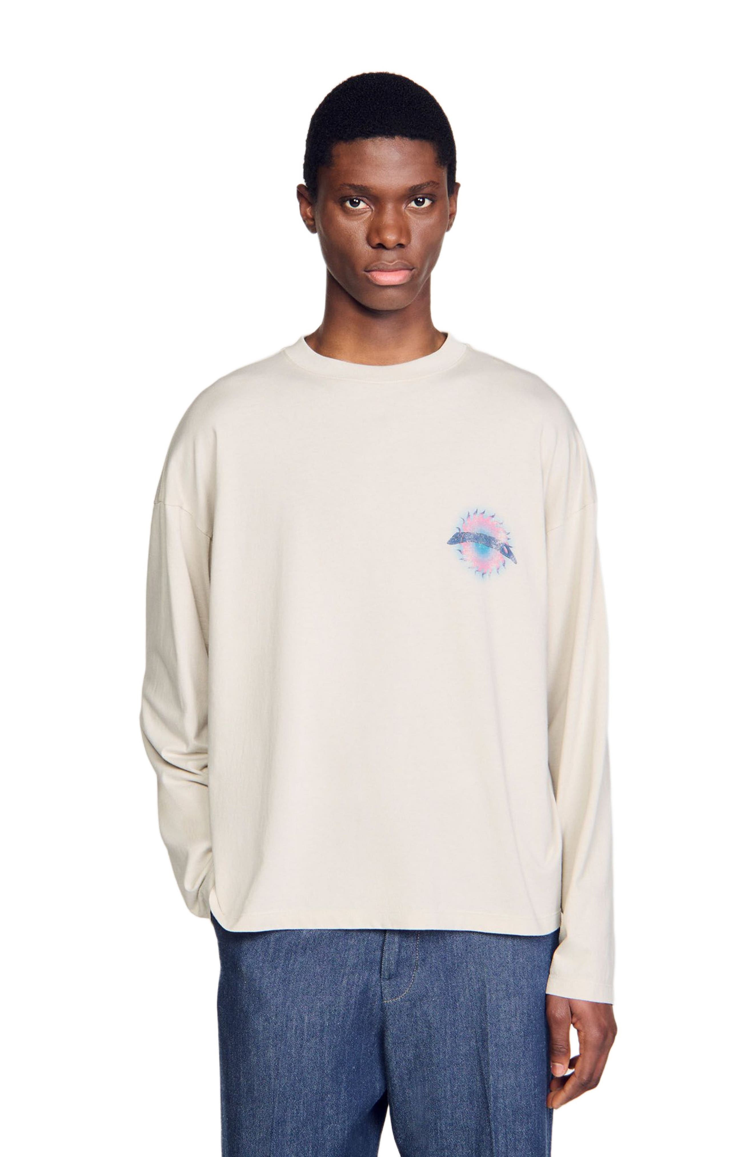 SANDRO Sun motif T-shirt in Vintage White at Nordstrom - 3