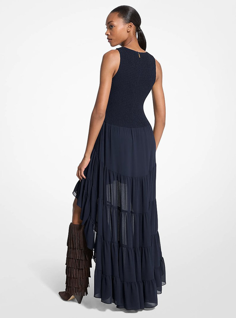 MICHAEL KORS Georgette Smocked High-Low Dress outlook