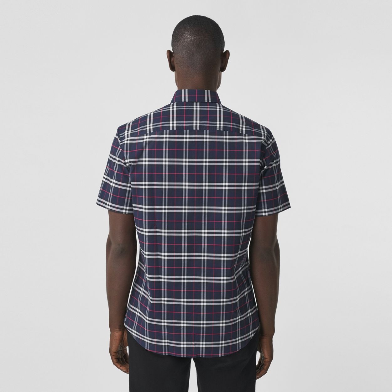 Short-sleeve Small Scale Check Stretch Cotton Shirt - 4