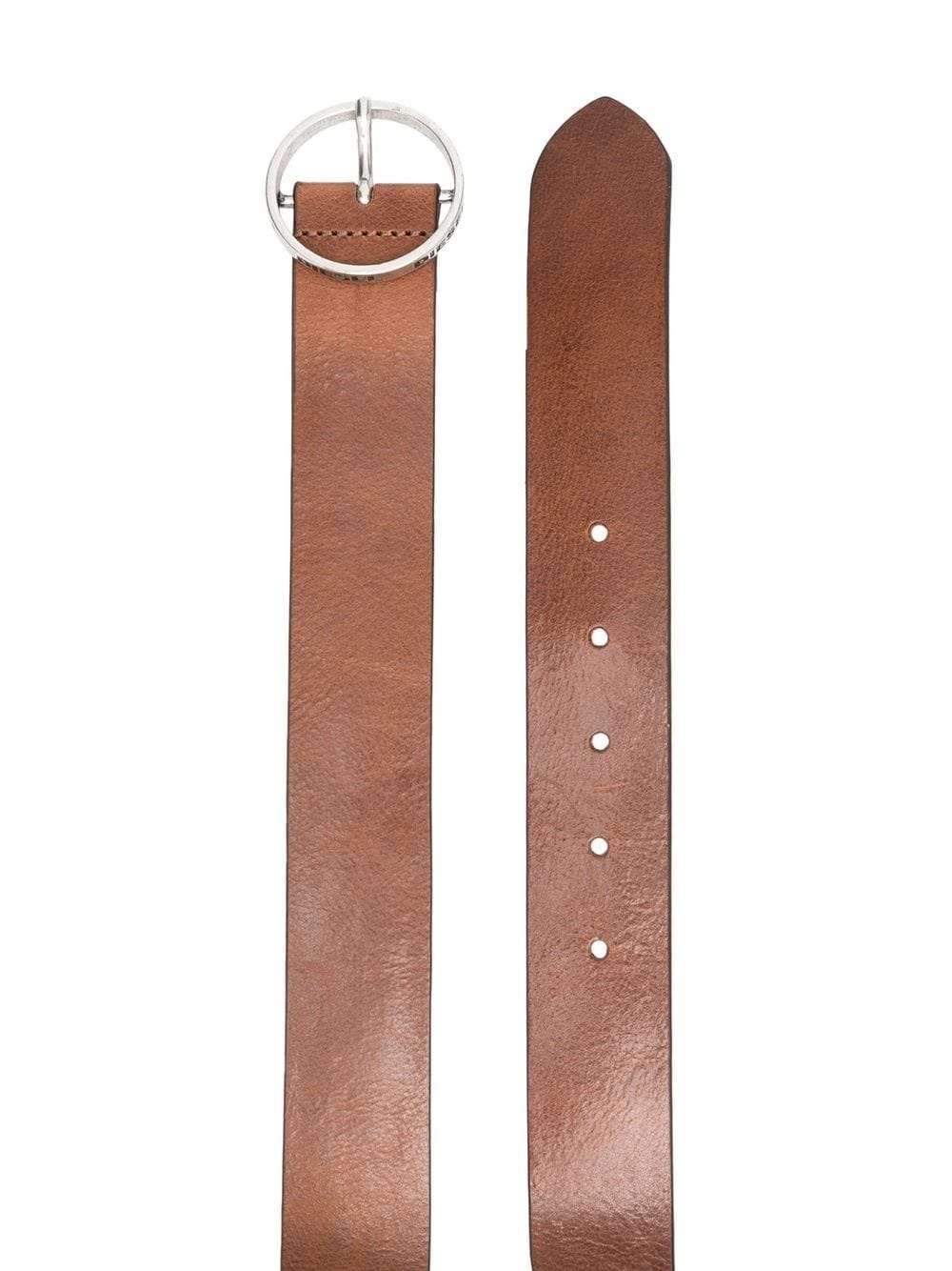 round-buckle leather belt - 2