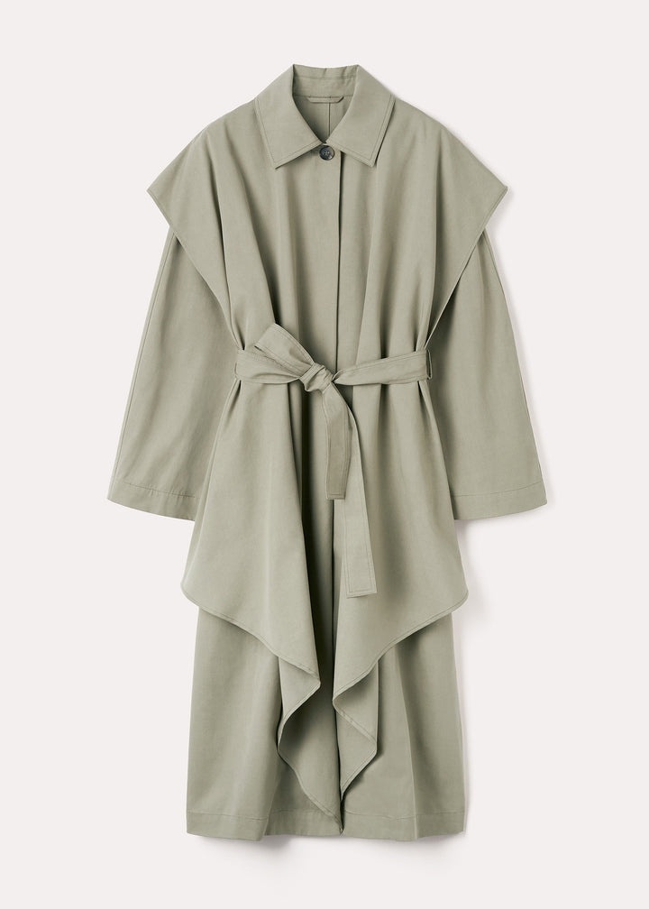 Layered cotton cupro trench wet sand - 1