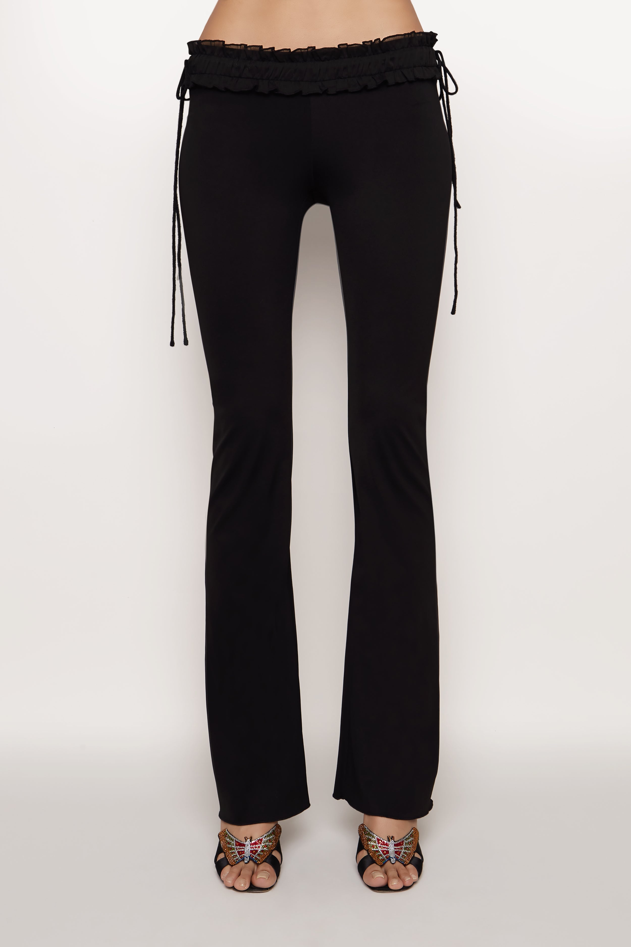 RUCHED SIDE TIE STRETCH PANT - 6