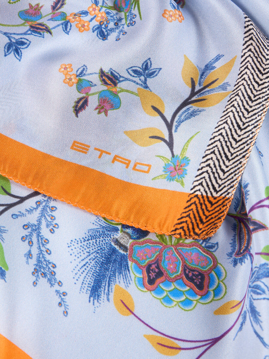 SILK TWILL POCKET SQUARE WITH PEACOCK - 2