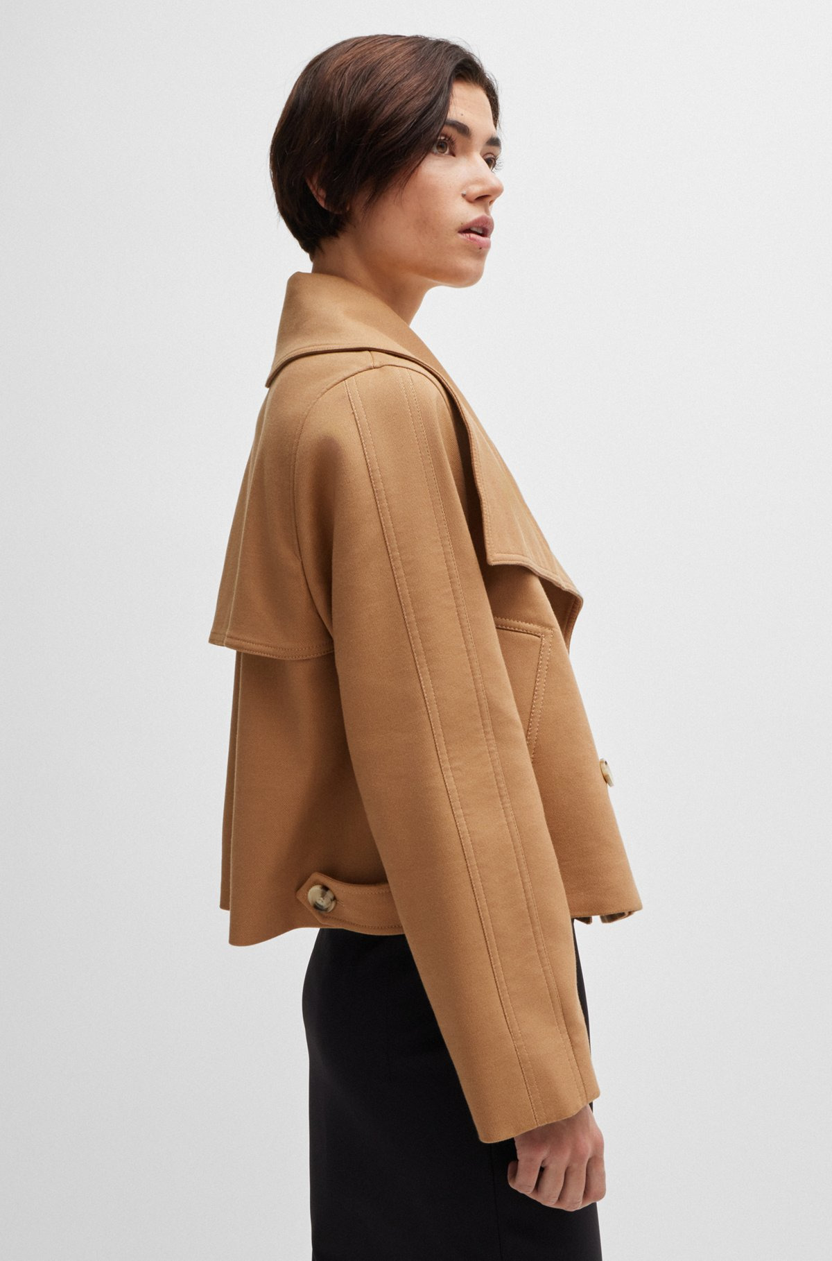 DOUBLE-BREASTED COAT IN STRETCH MATERIAL - 6