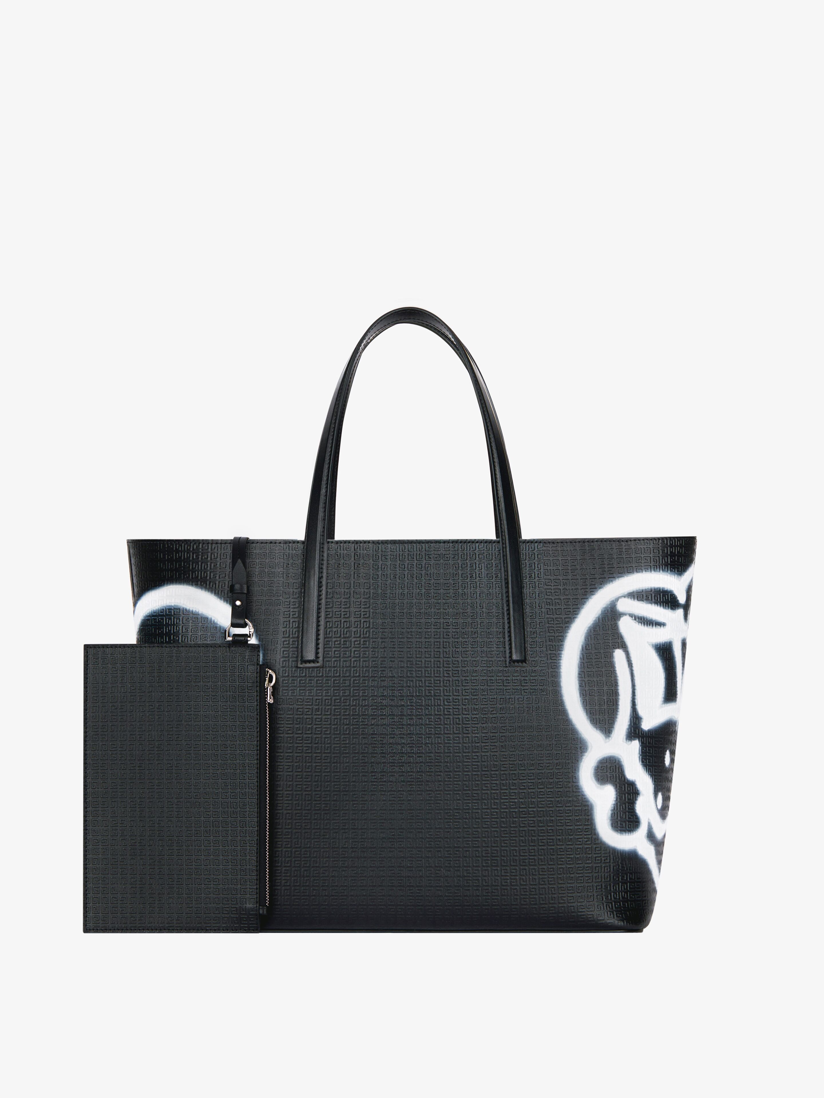 WING SHOPPING BAG IN 4G LEATHER WITH TAG EFFECT PRINTS - 6