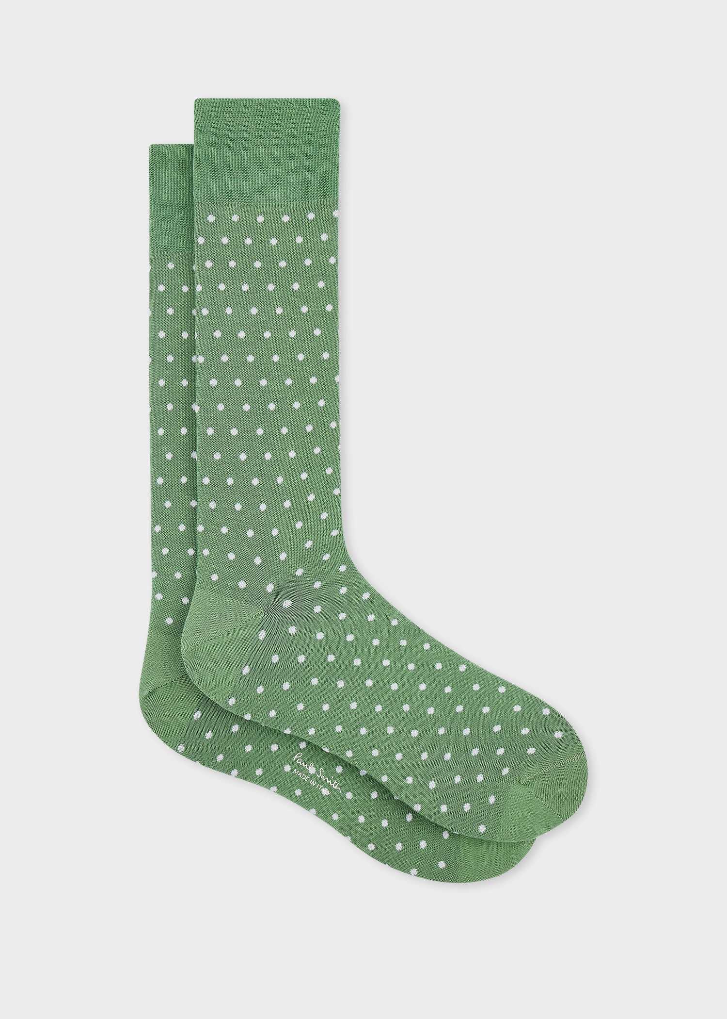 Green Cotton-Blend Polka Dot Socks - 1
