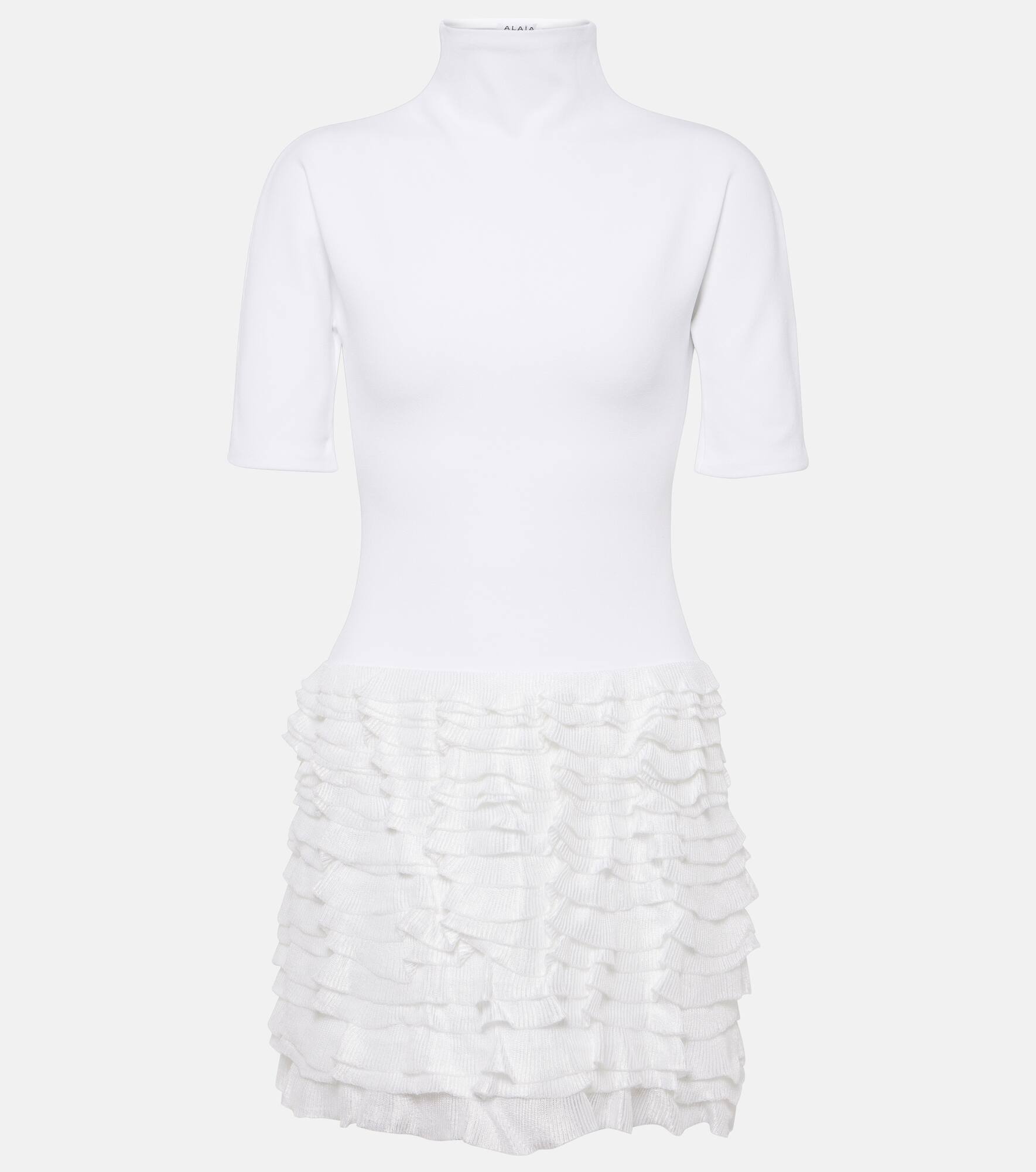 Ruffled high-neck jersey minidress - 1