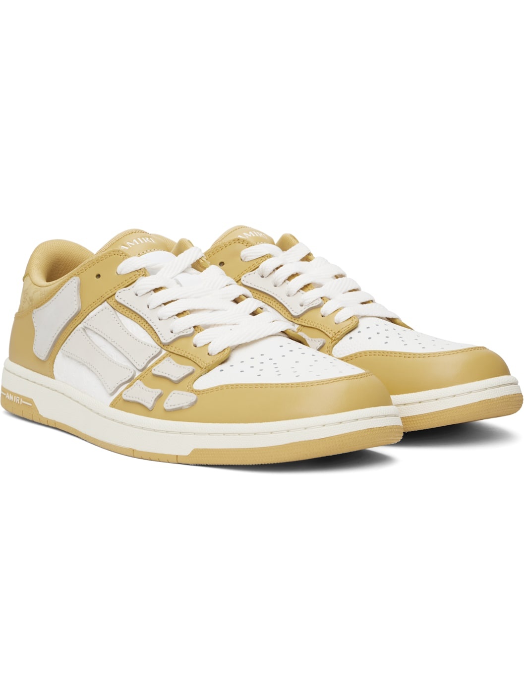 Yellow Debossed MA Quad Skel Top Low Sneakers - 4