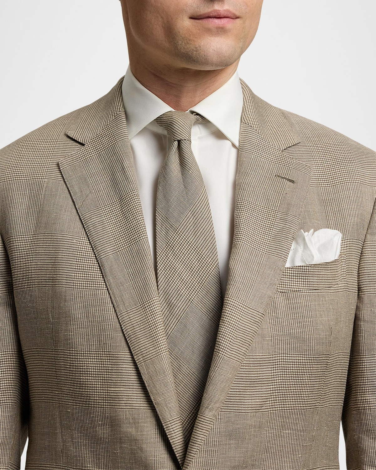Men's Linen and Mulberry Silk Glen Plaid Tie - 4