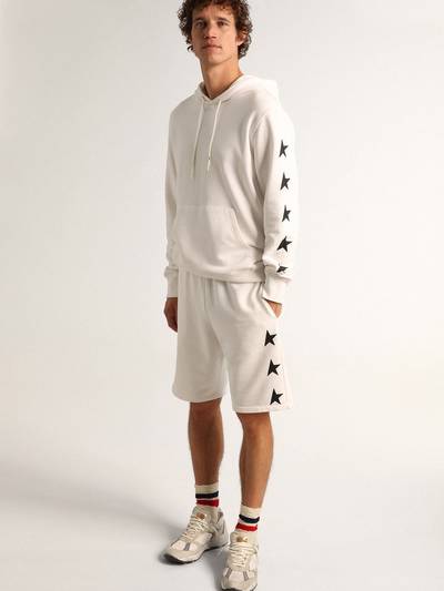 Golden Goose Alighiero Star Collection hooded sweatshirt in vintage white with contrasting black stars outlook