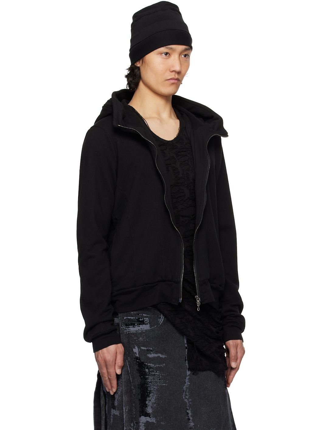 Black Seamed Hoodie - 2