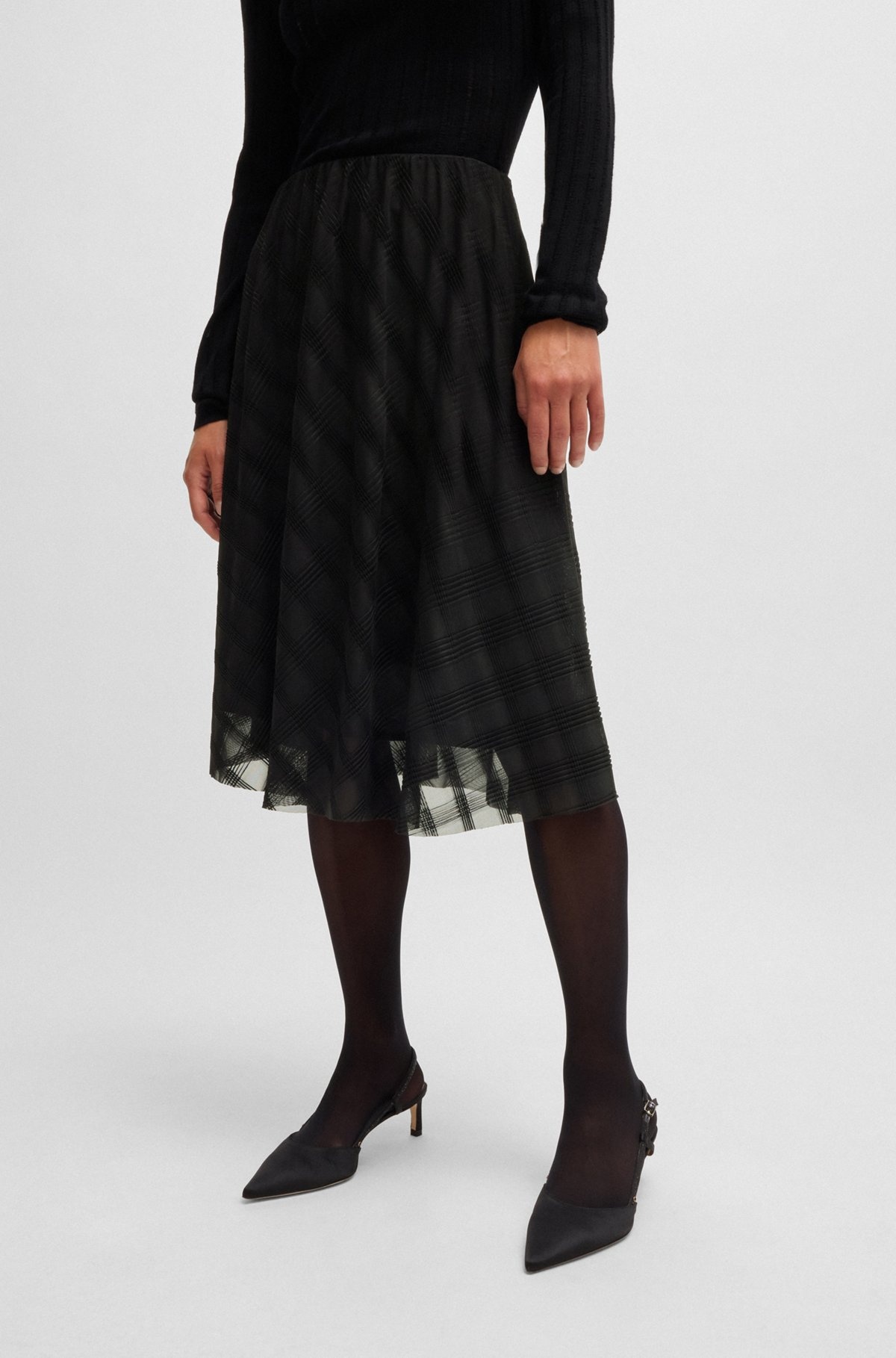 MIDI SKIRT IN PATTERNED TULLE - 2