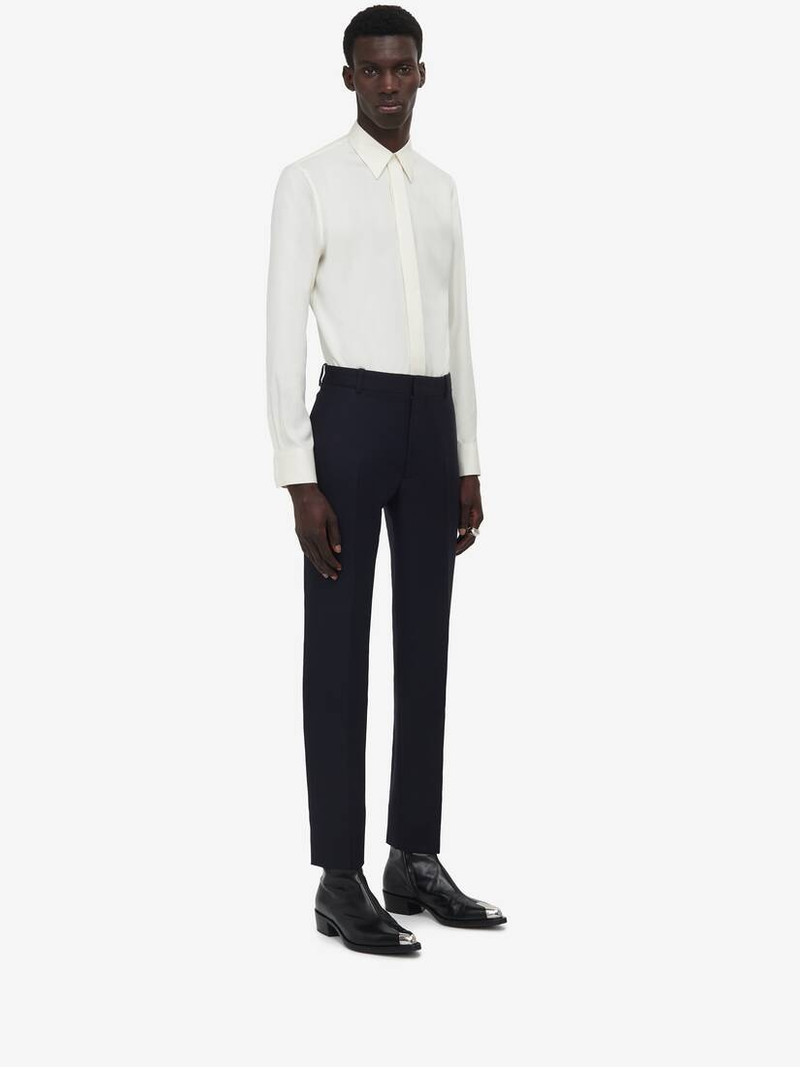 Men's Tailored Cigarette Trousers in Navy 3