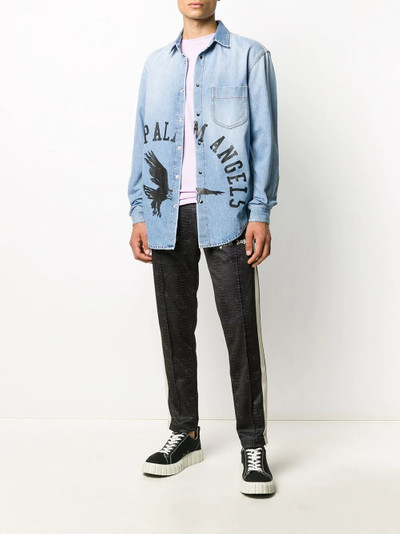 Palm Angels logo print denim shirt outlook