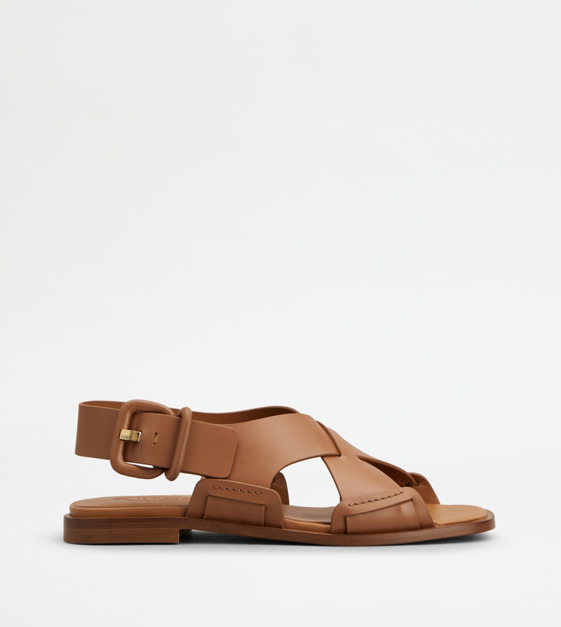 SANDALS IN LEATHER - BROWN 1