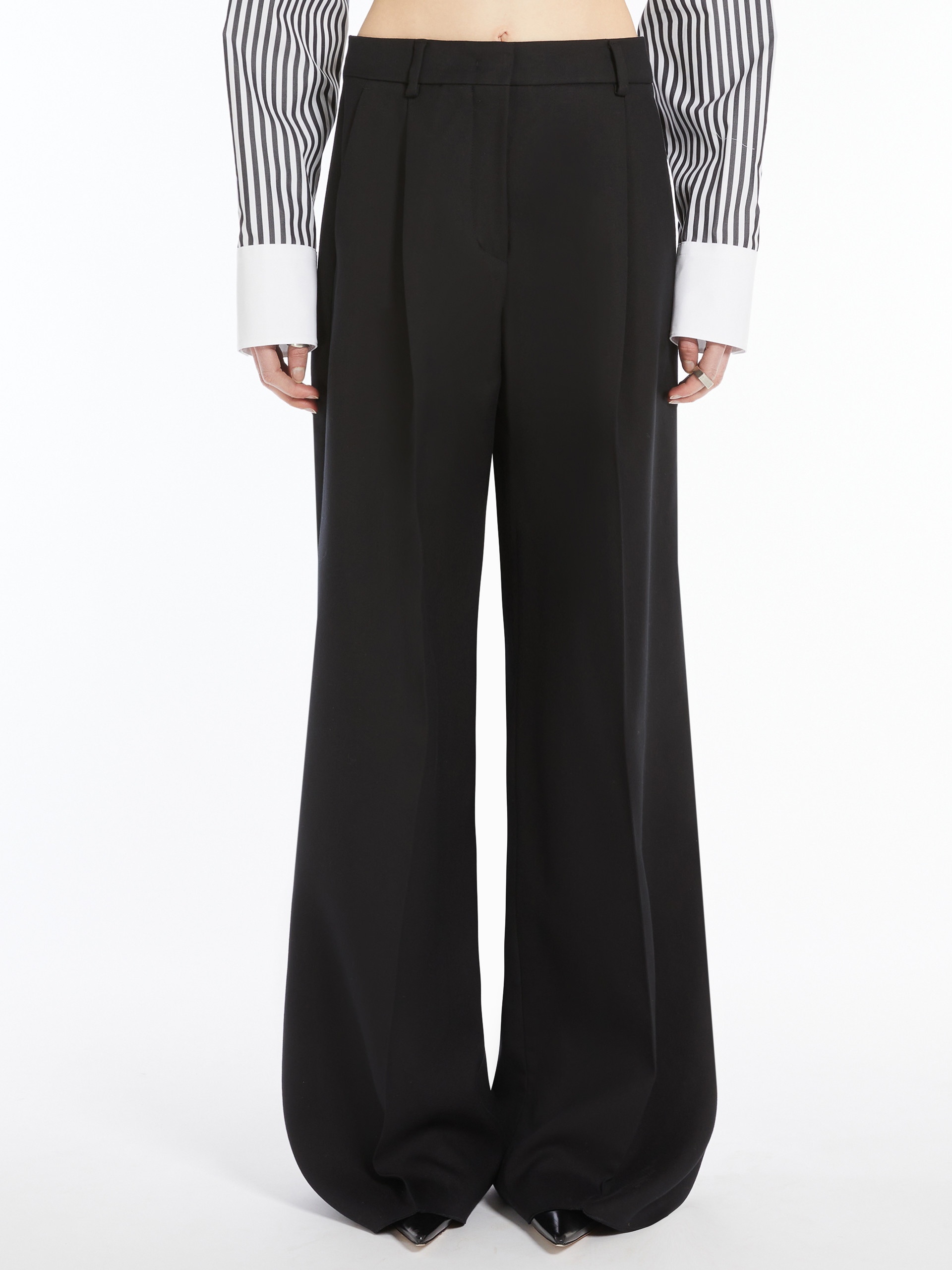VEGGIA Cotton and viscose palazzo trousers - 3