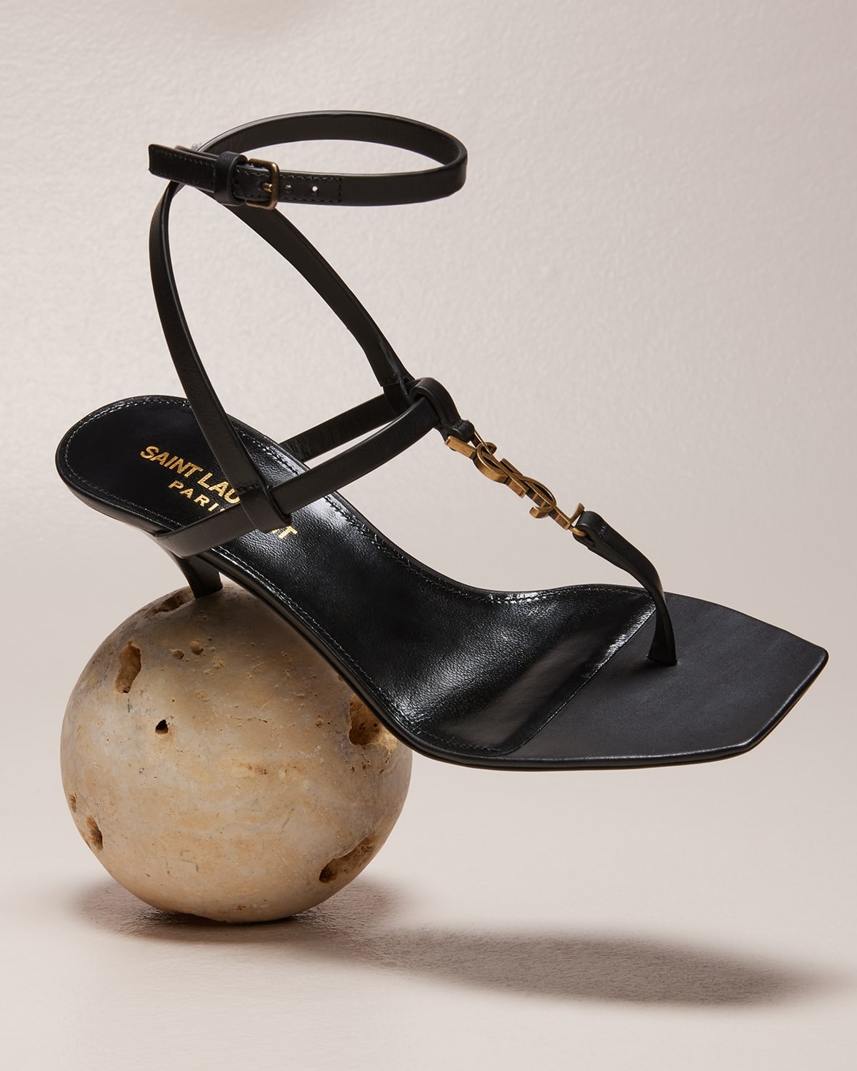 Vitti Leather YSL T-Strap Sandals - 6