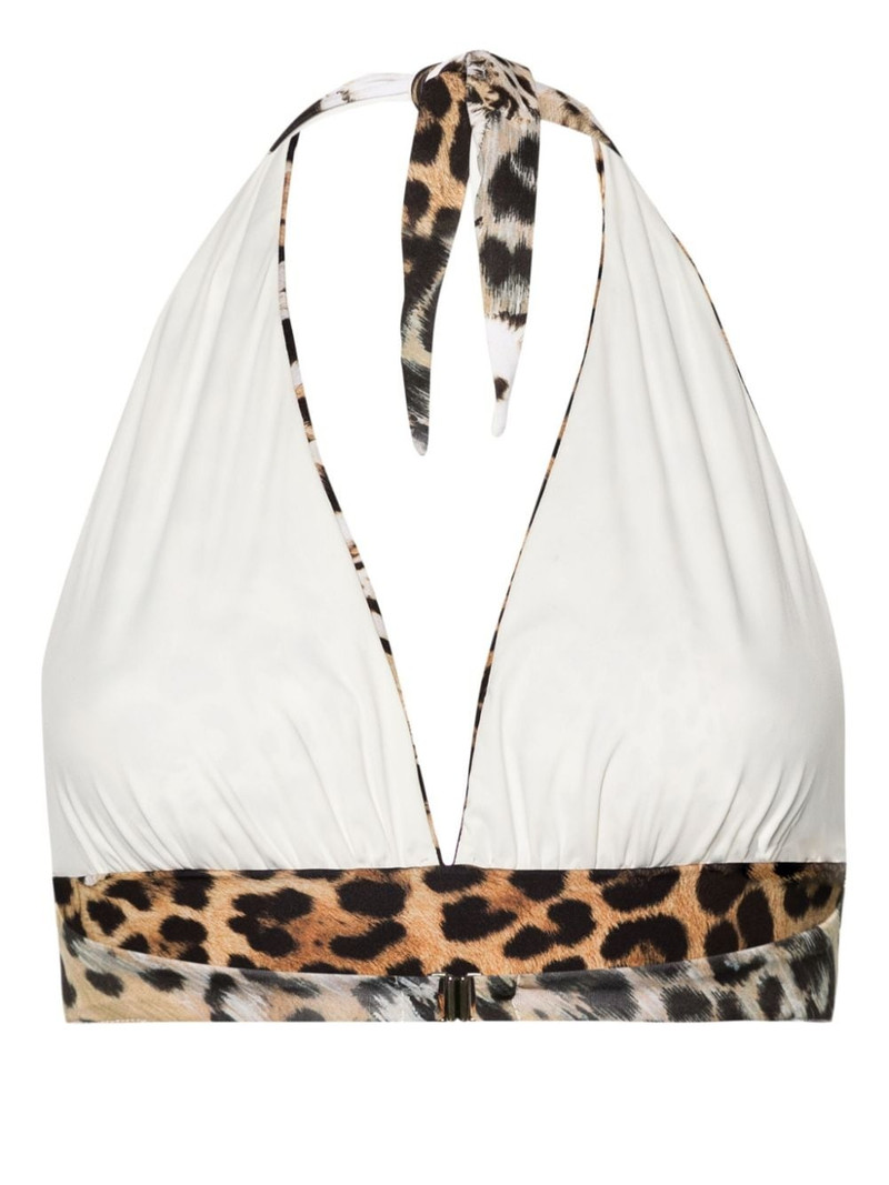 Roberto Cavalli jaguar skin-print bikini top outlook