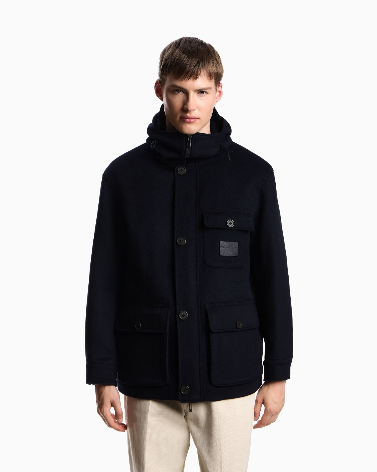 HOODED BLOUSON IN WOOL CLOTH - 4