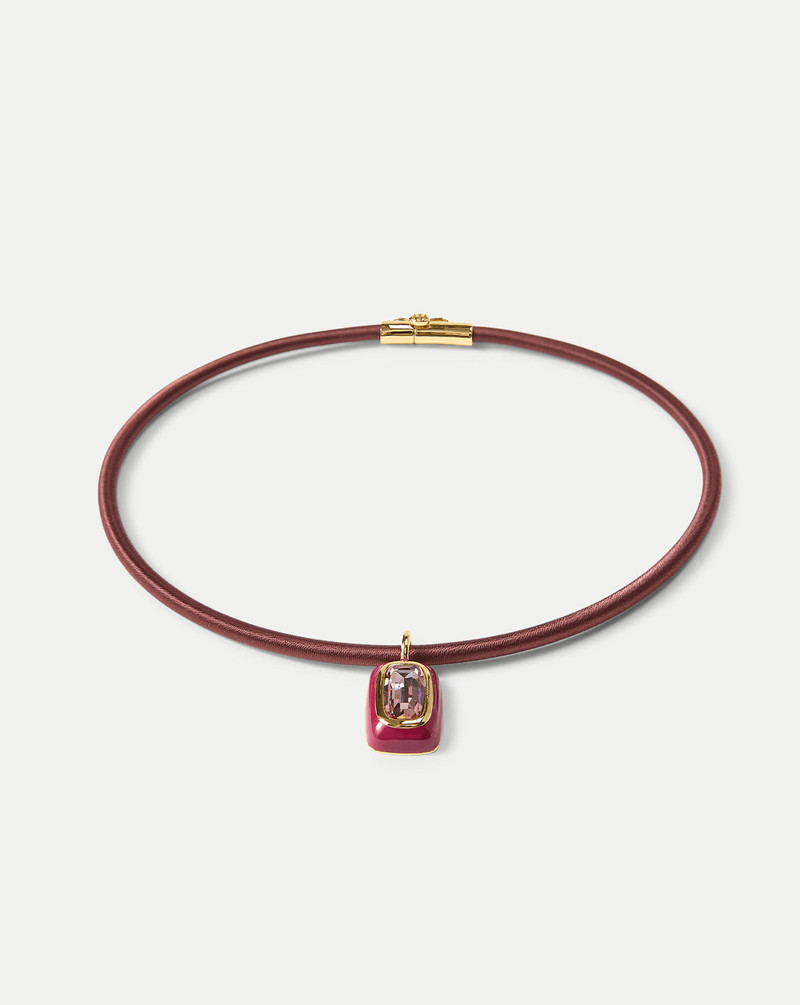 VERONICA BEARD BURGUNDY CORD PENDANT NECKLACE outlook