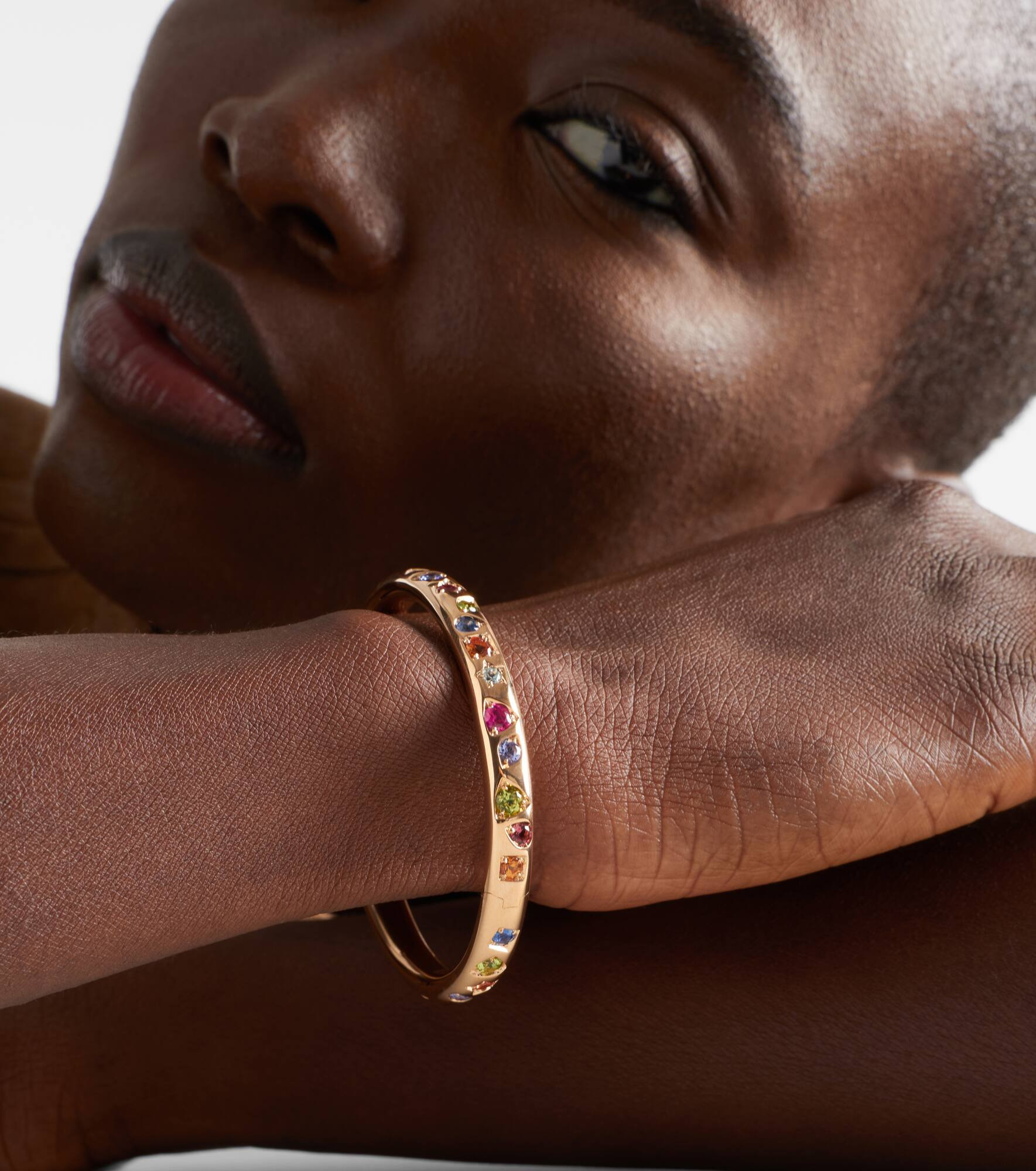 Iconica 18kt rose gold chain bracelet with gemstones - 2