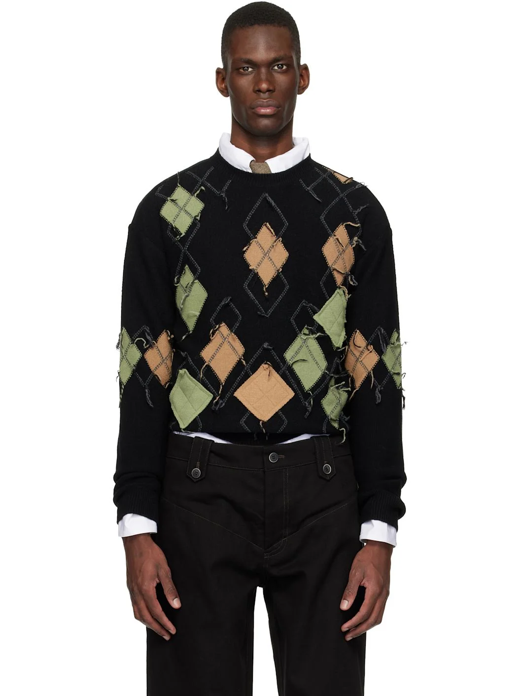Black Tom Argyle Crew-Neck Sweater - 1