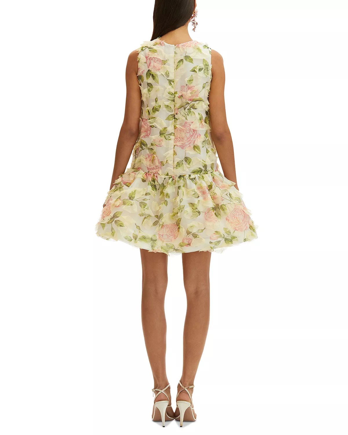 Jewel Neck English Rose Mini Dress - 3