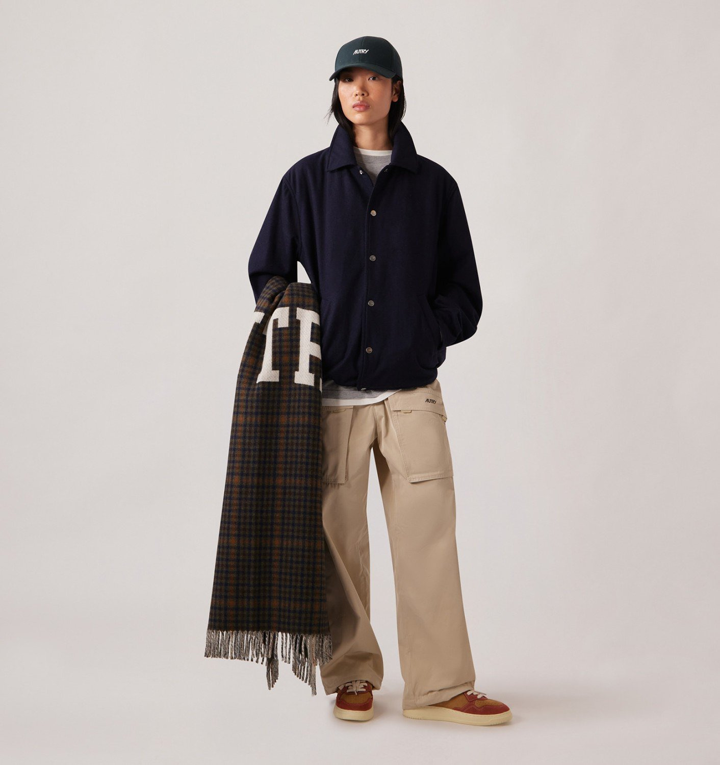 UNISEX CHECKED BLANKET WITH MAXI LOGO - 4