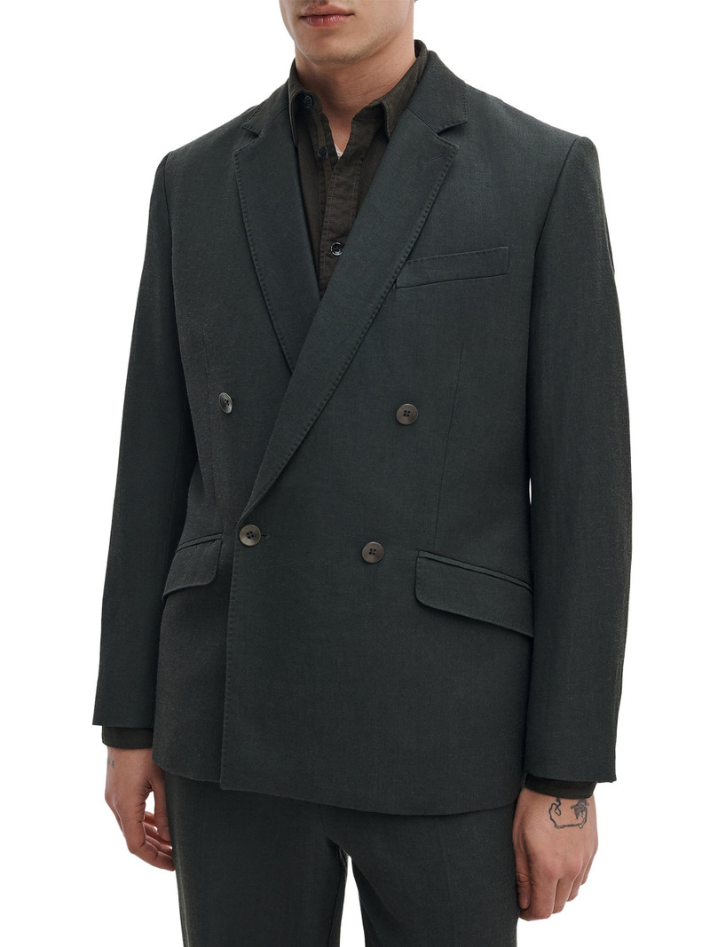 Men's Butler Wool-Blend Double-Breasted Blazer - Charcoal Green 4