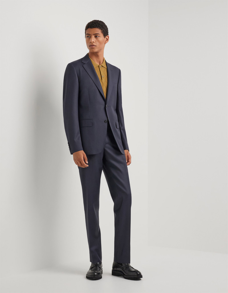 NAVY BLUE PURE WOOL SUIT WITH SINGLE-BREASTED TWO-BUTTON JACKET 3