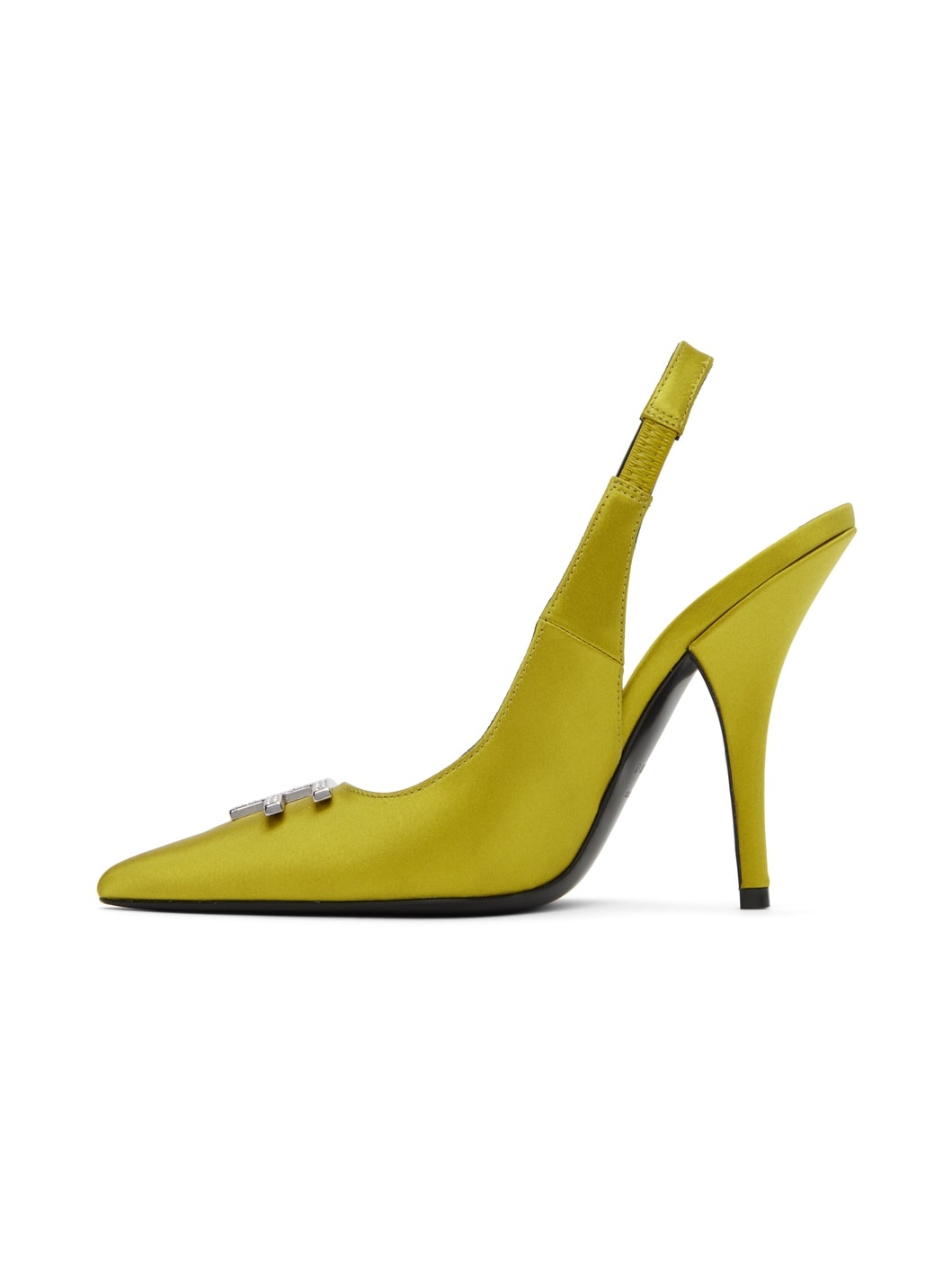 Green Crystal-Cut Slingback Heels - 3