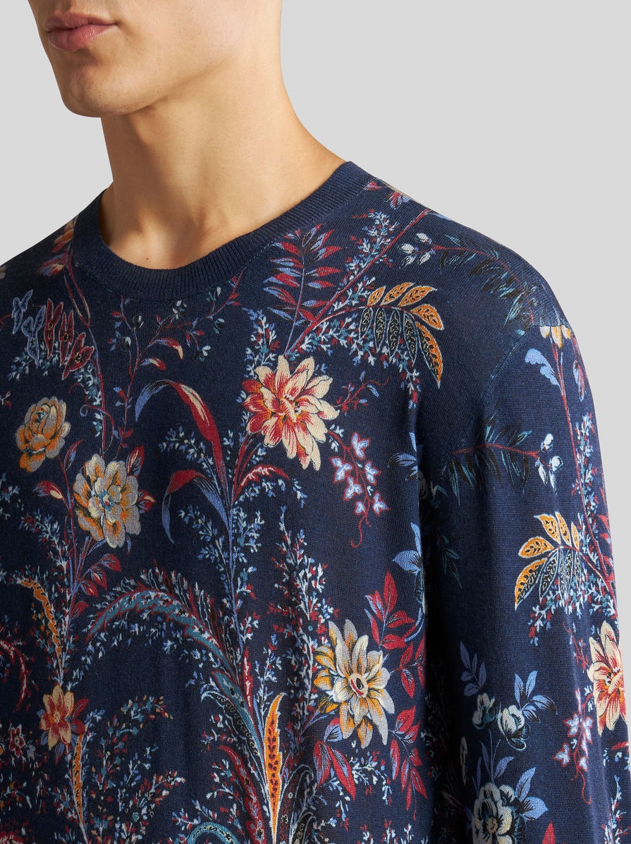 FLORAL PAISLEY SILK AND CASHMERE SWEATER - 3