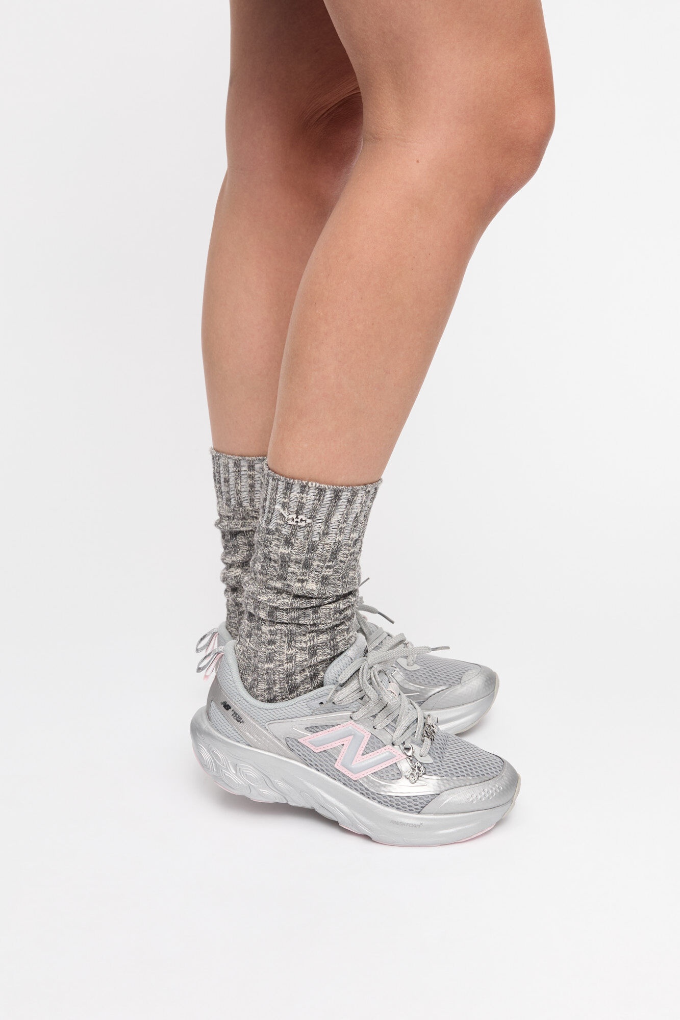 GANNI X NEW BALANCE SILVER AND PINK FFT TRAINERS - 11