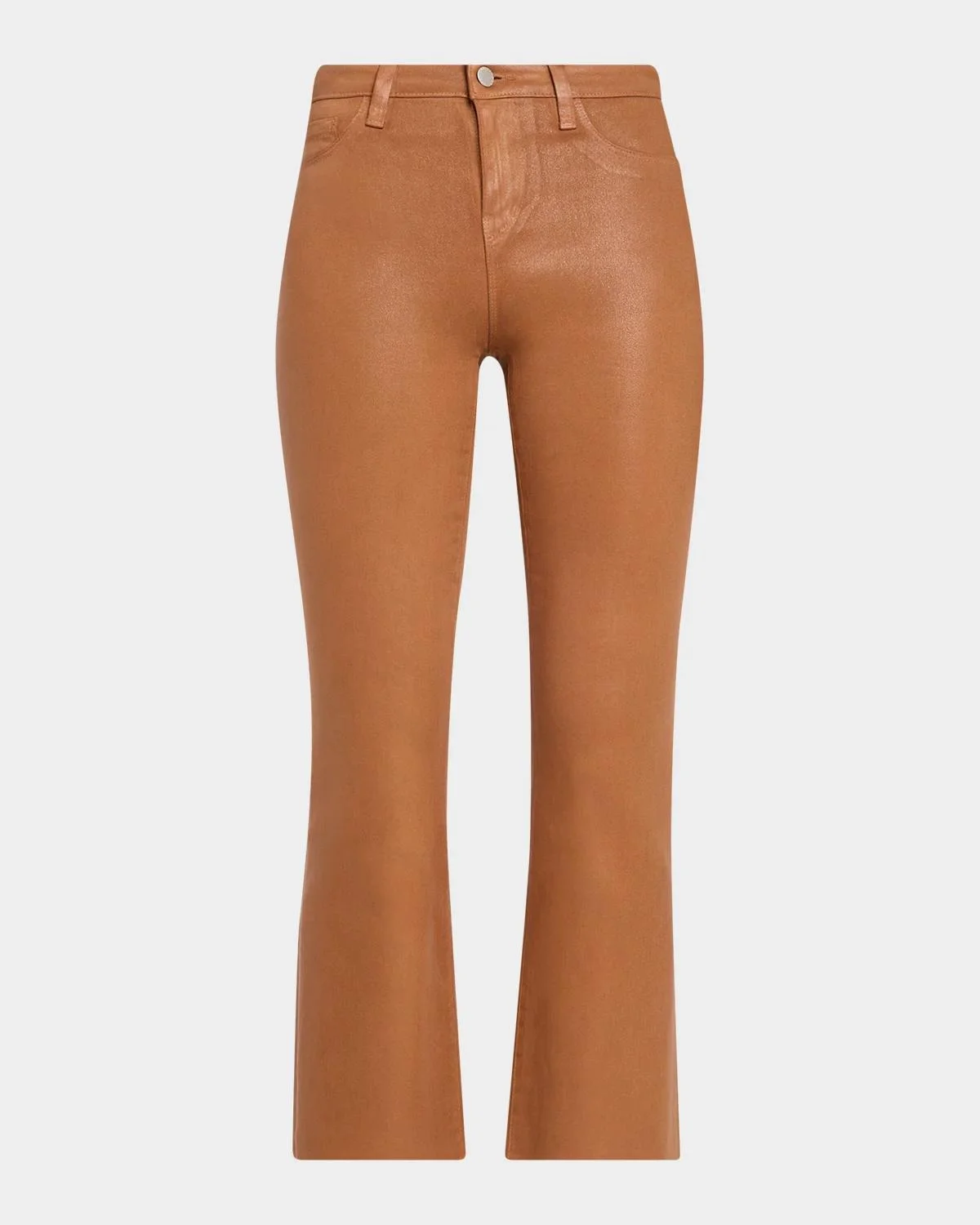 Kendra High-Rise Coated Crop Flare Jeans - 1
