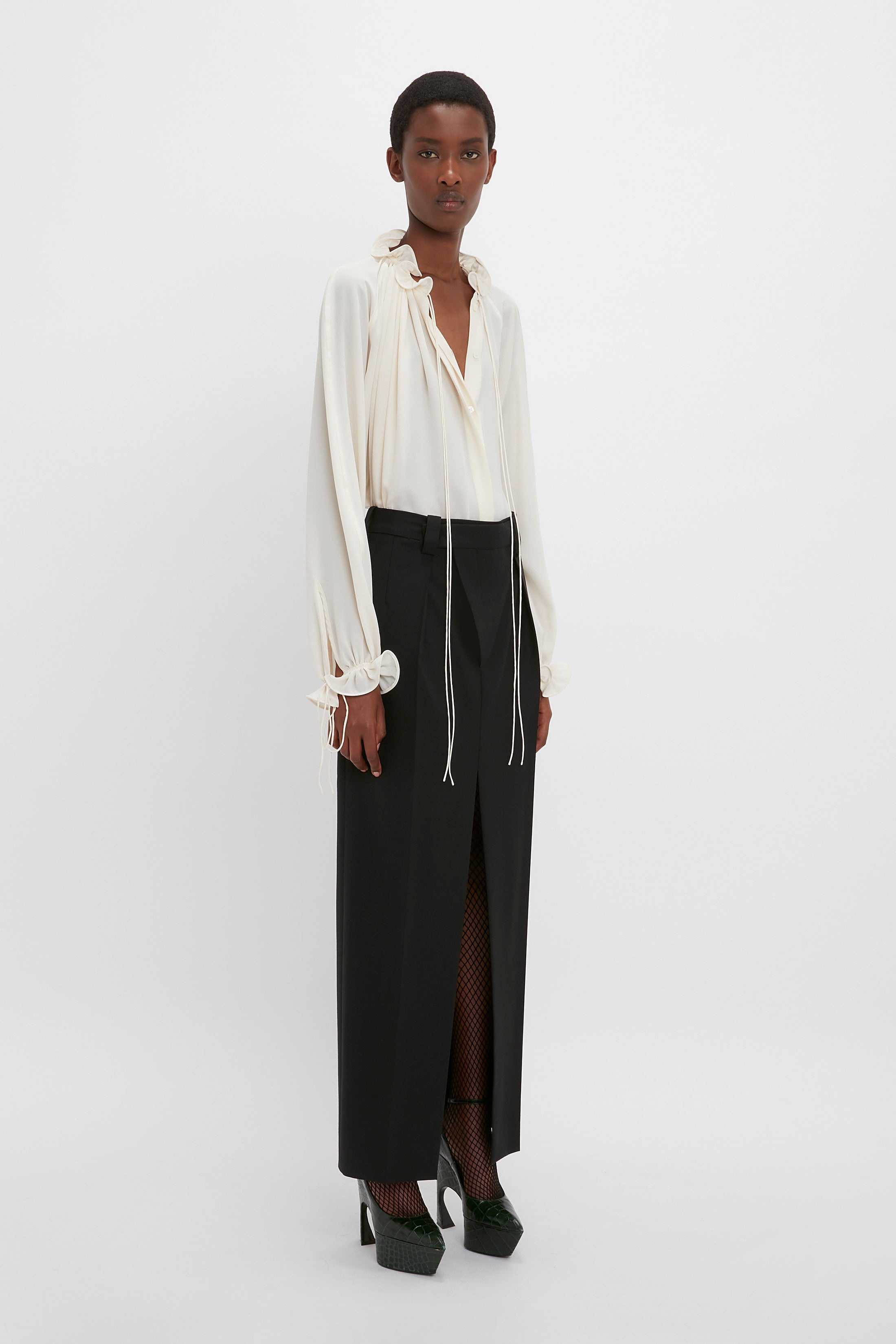 Ruched Detail Blouse In Vanilla - 4
