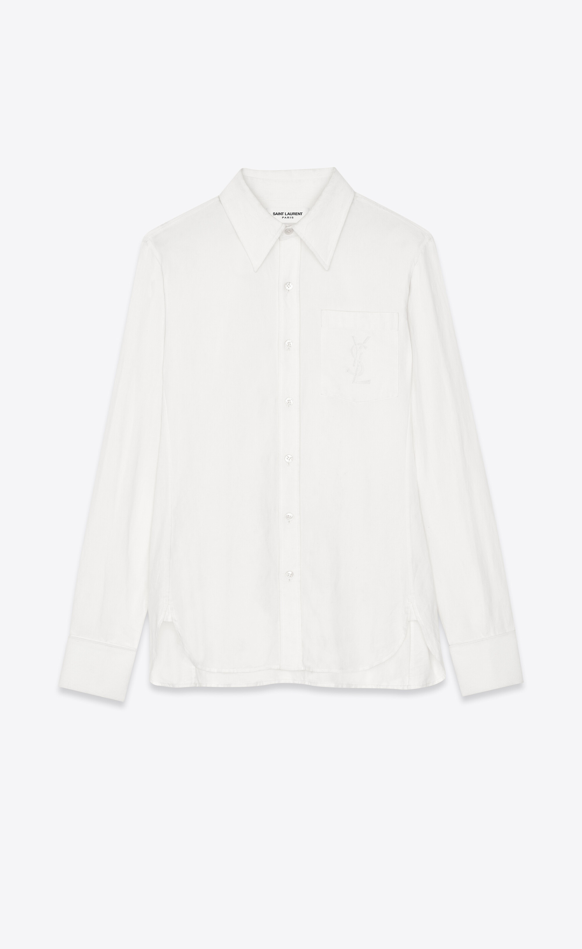 monogram embroidered shirt in cotton and linen - 1