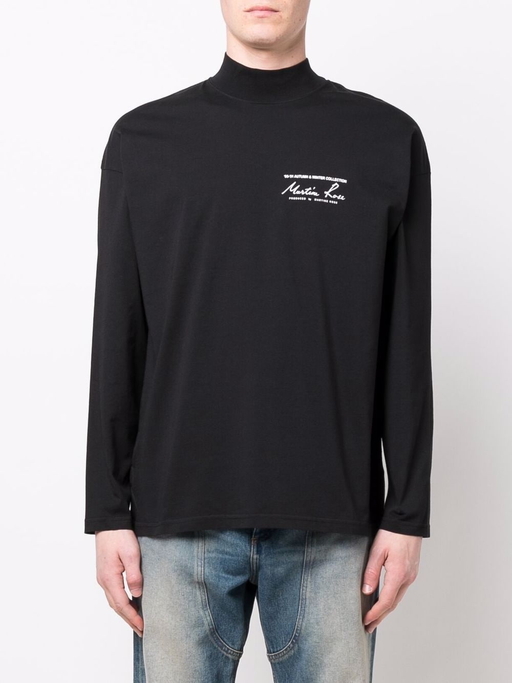 logo-print mock-neck T-shirt - 3